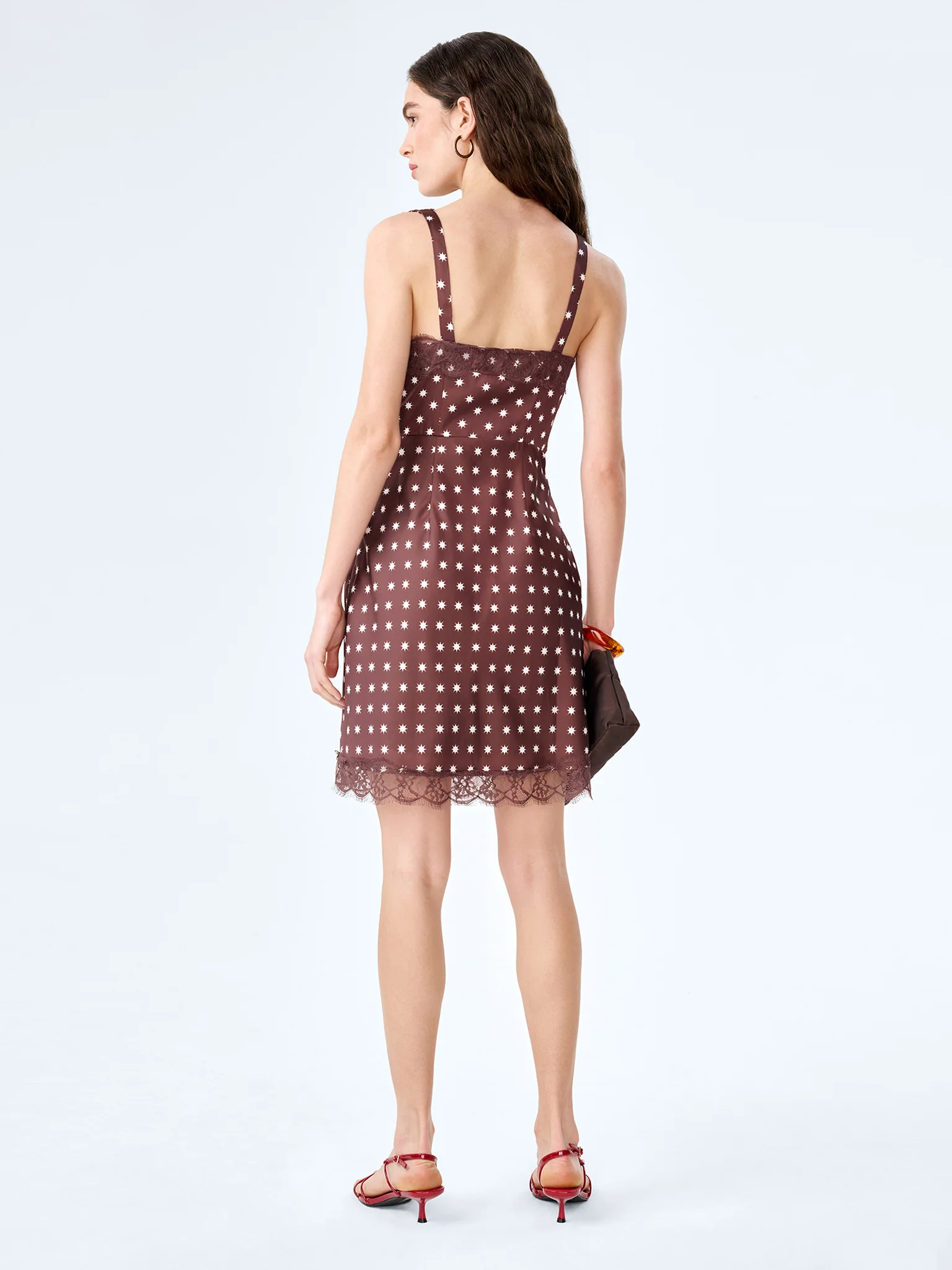 Allie Mini Dress in Brown Starburst - Image 5