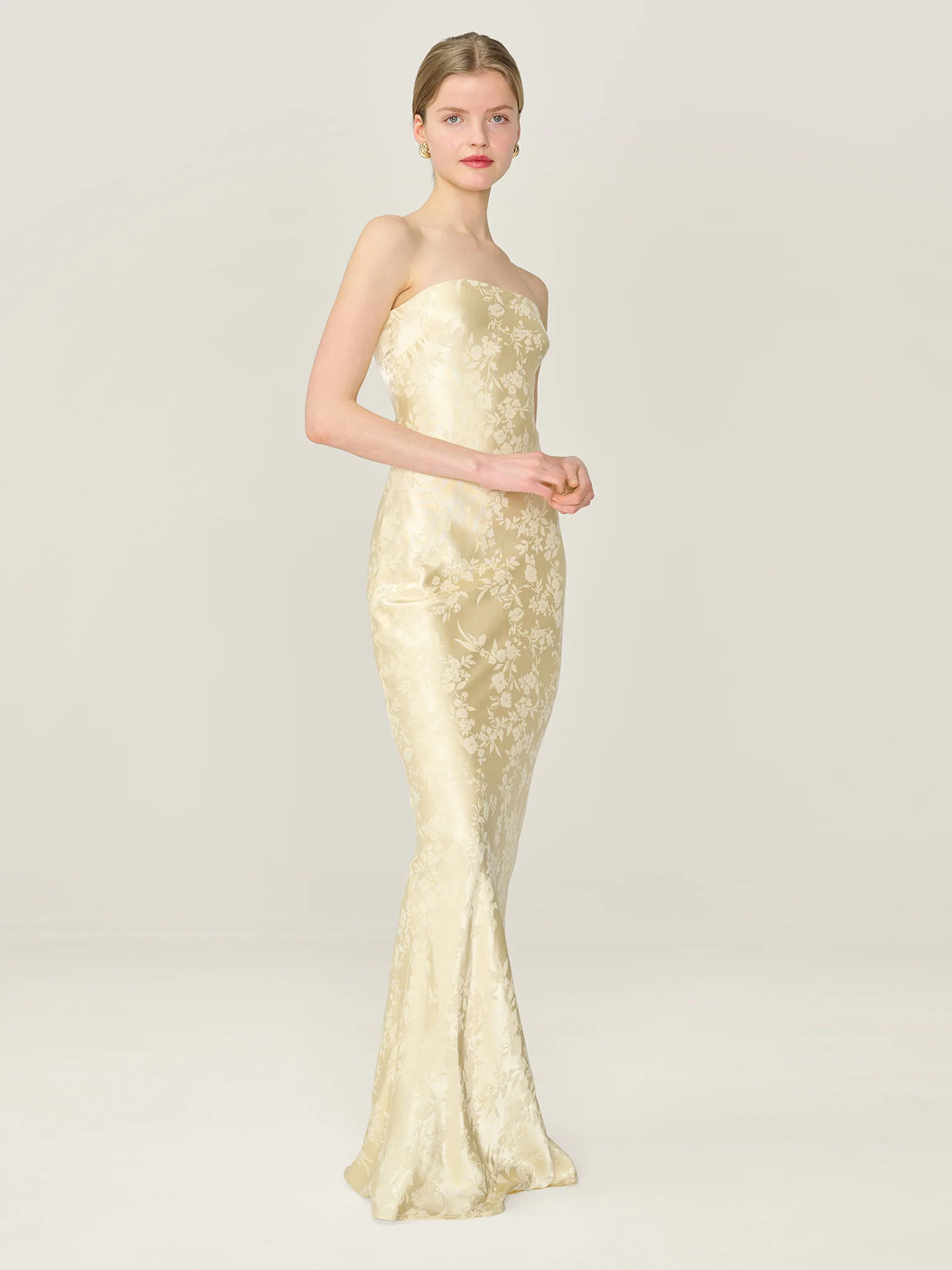 Amdra Jacquard Dress in Double Cream - Image 2