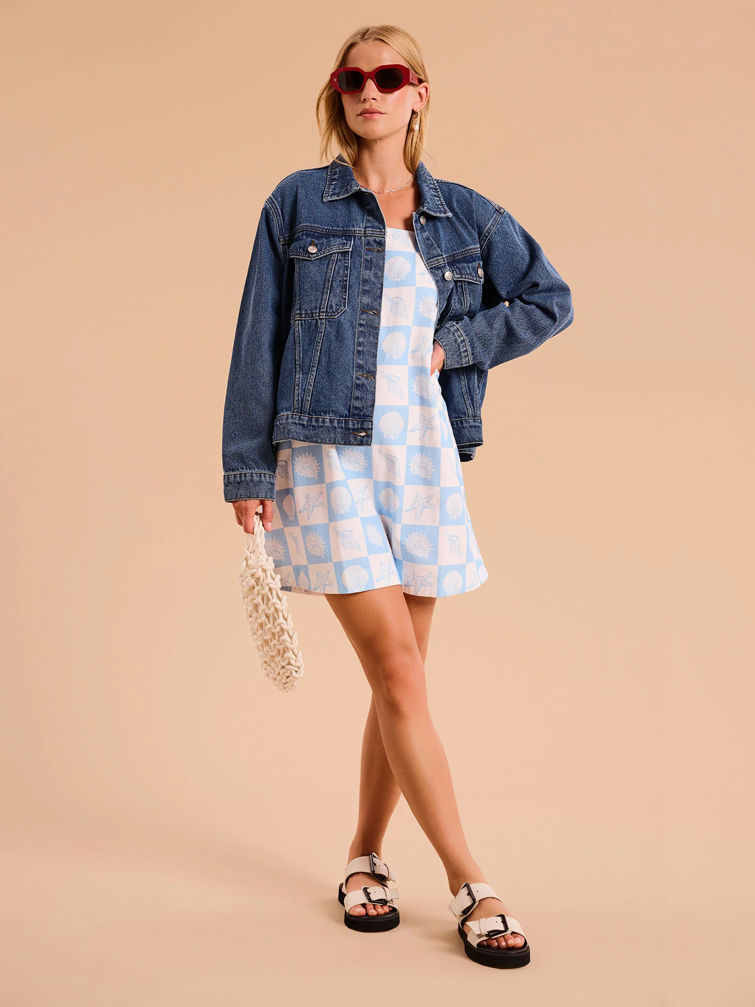 Annabella Dress in Shell Checkerboard Print - Image 4