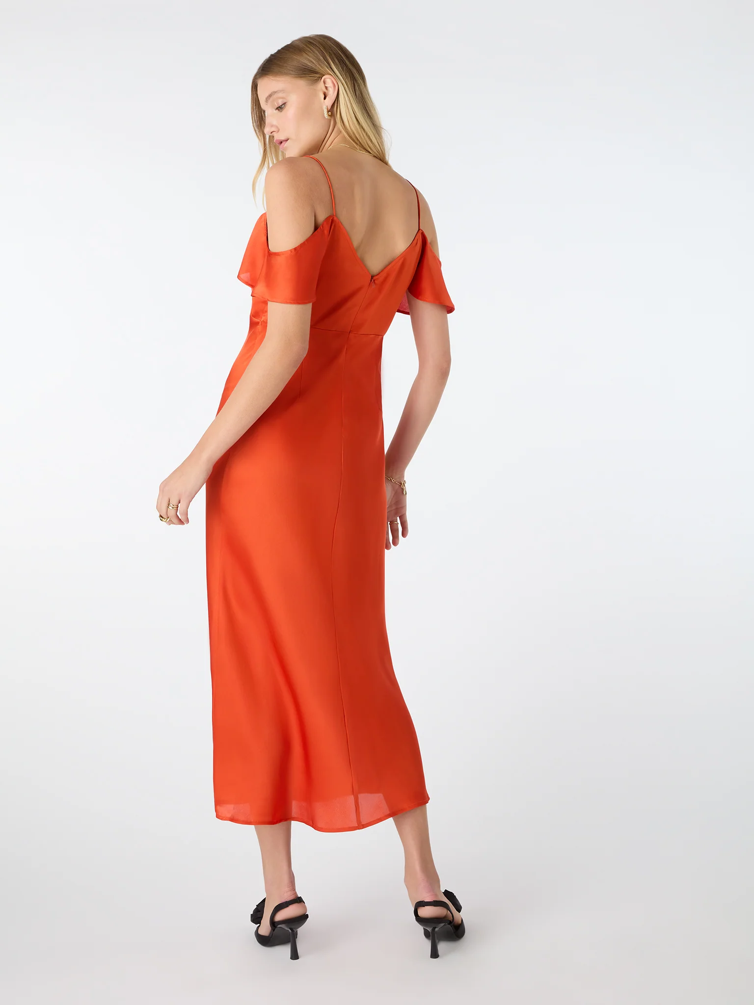Anthia Drop Shoulder Midi Dress in Brick Orange - Image 4