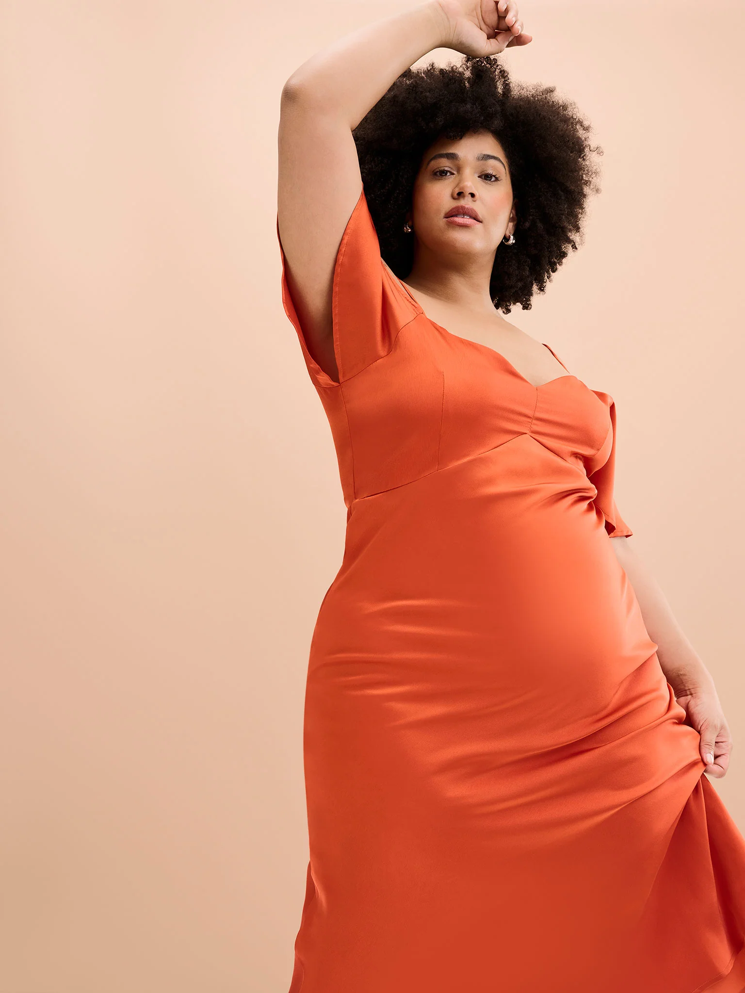Anthia Drop Shoulder Midi Dress in Brick Orange - Image 6