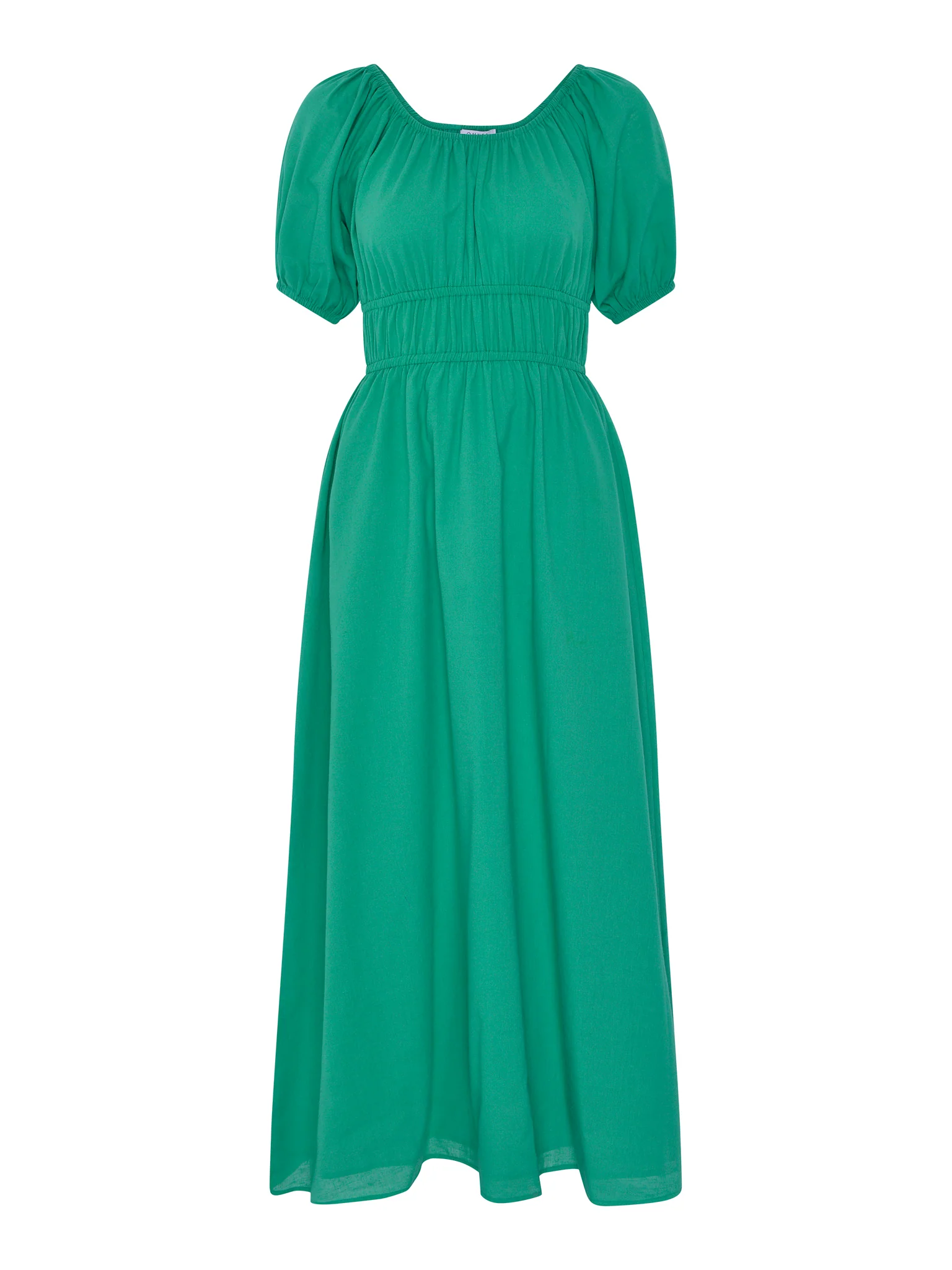 Arya Shirred Detail Round Neck Dress in Green - Image 6