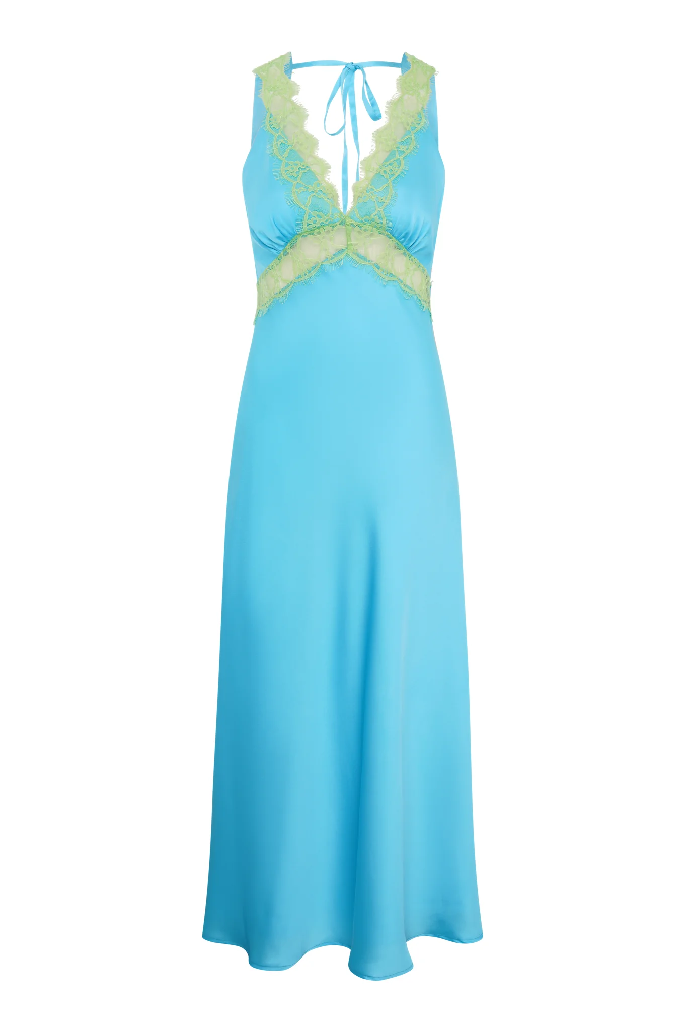 Aurelia Lace Trim Maxi Dress in Turquoise and Green - Image 5