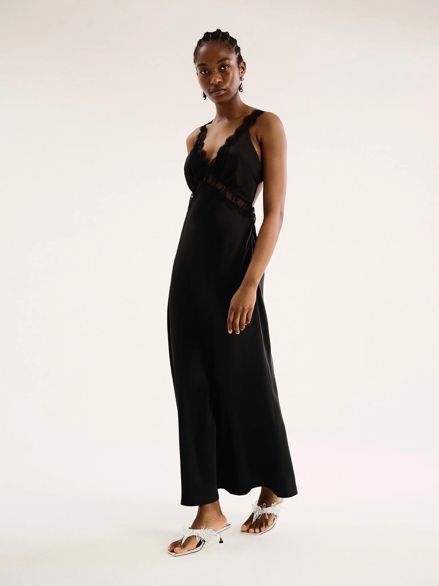 Aurelia Lace Trim Maxi Dress in Black - Image 4