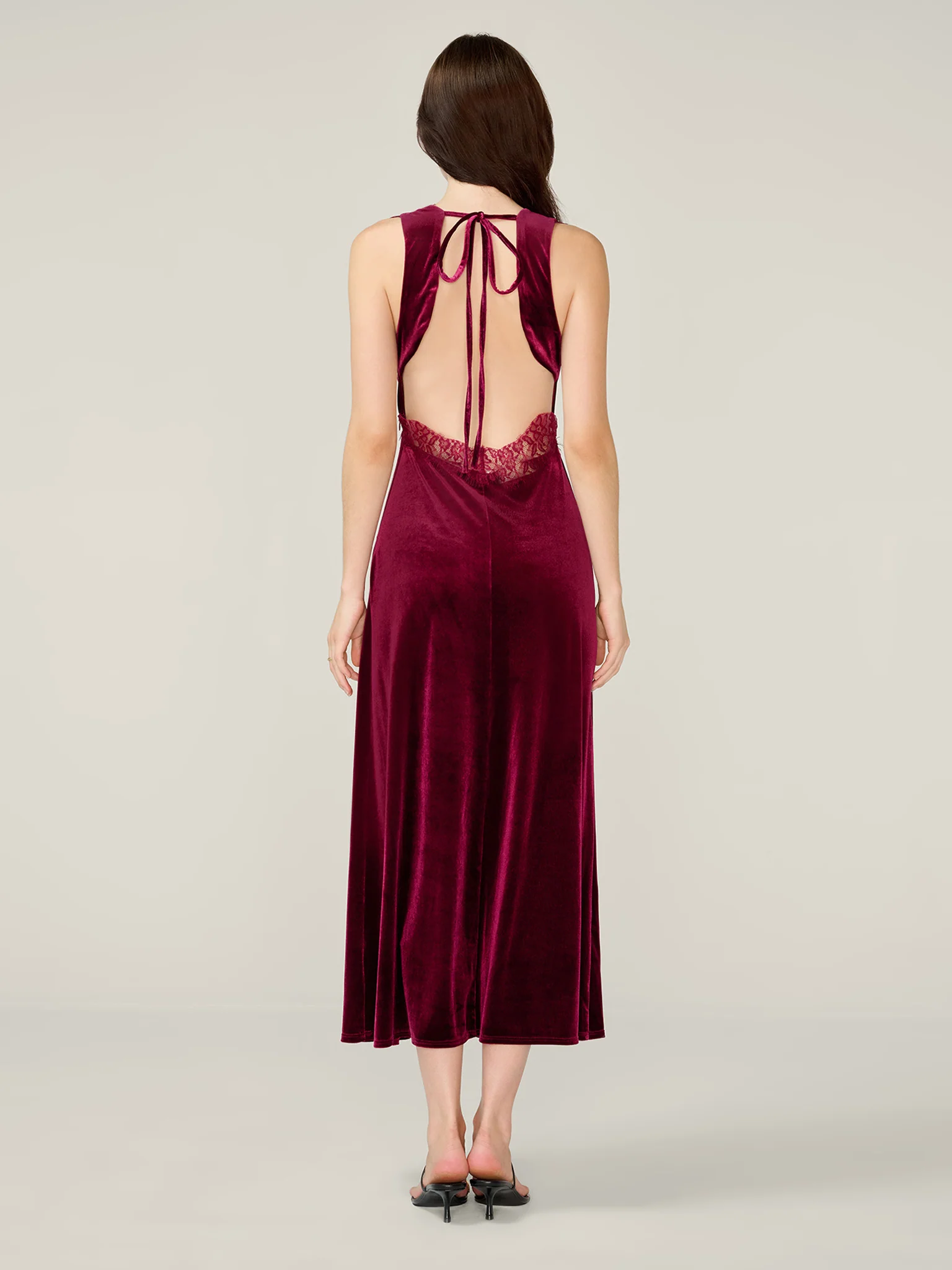 Aurelia Velvet Dress in Deep Wine - Image 5