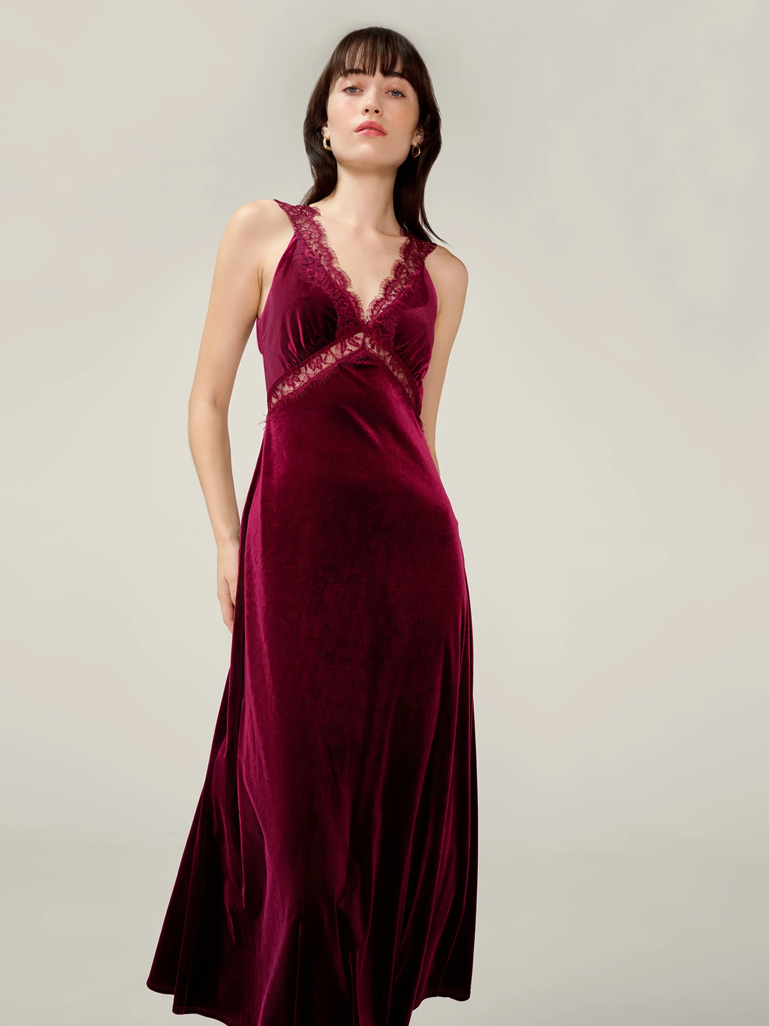 Aurelia Velvet Dress in Deep Wine - Image 6