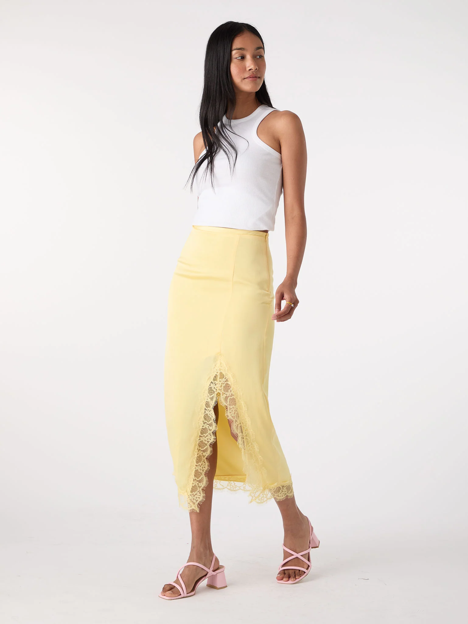 Avari Lace Trim Skirt in Yellow - Image 2