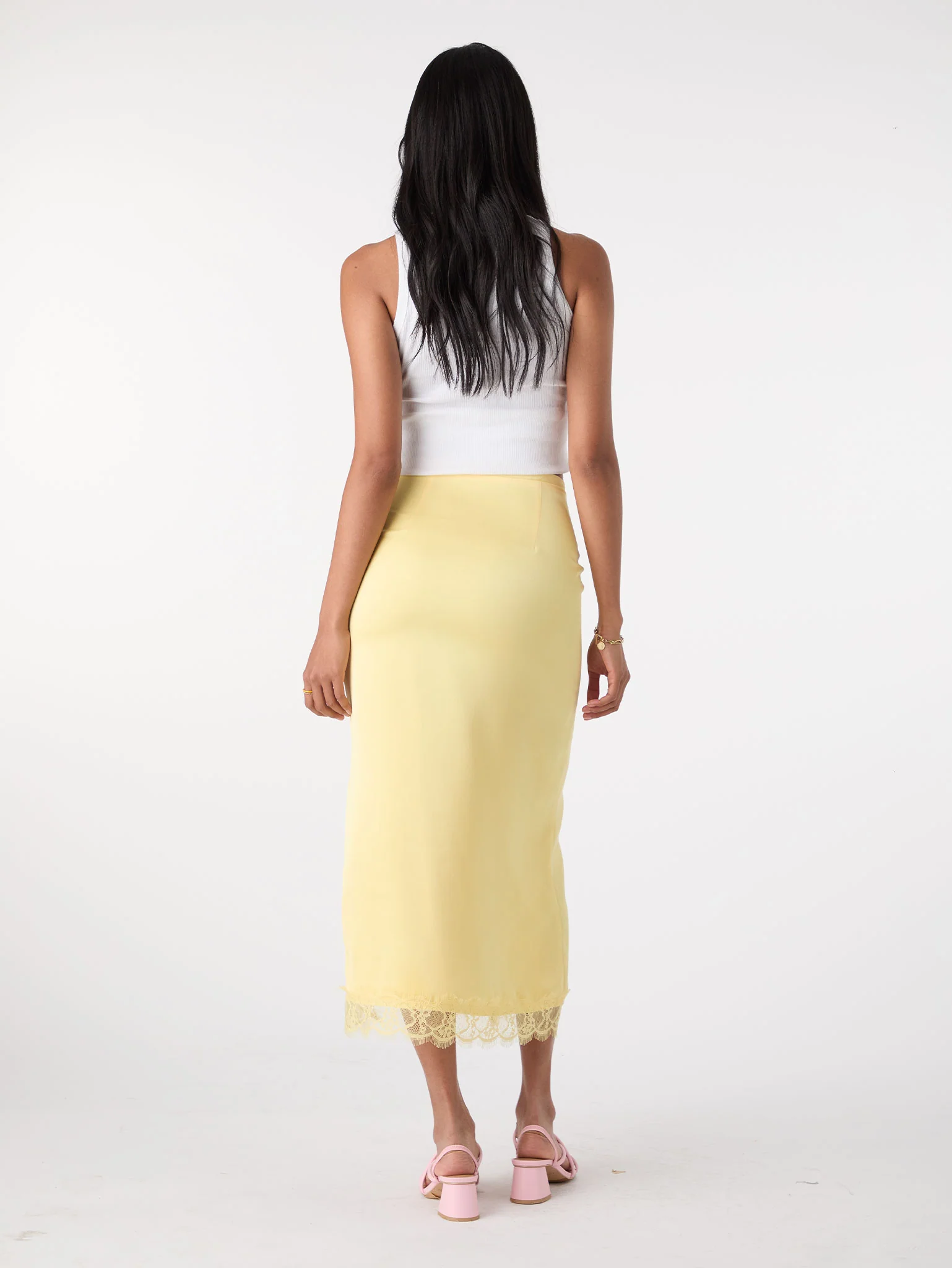 Avari Lace Trim Skirt in Yellow - Image 3