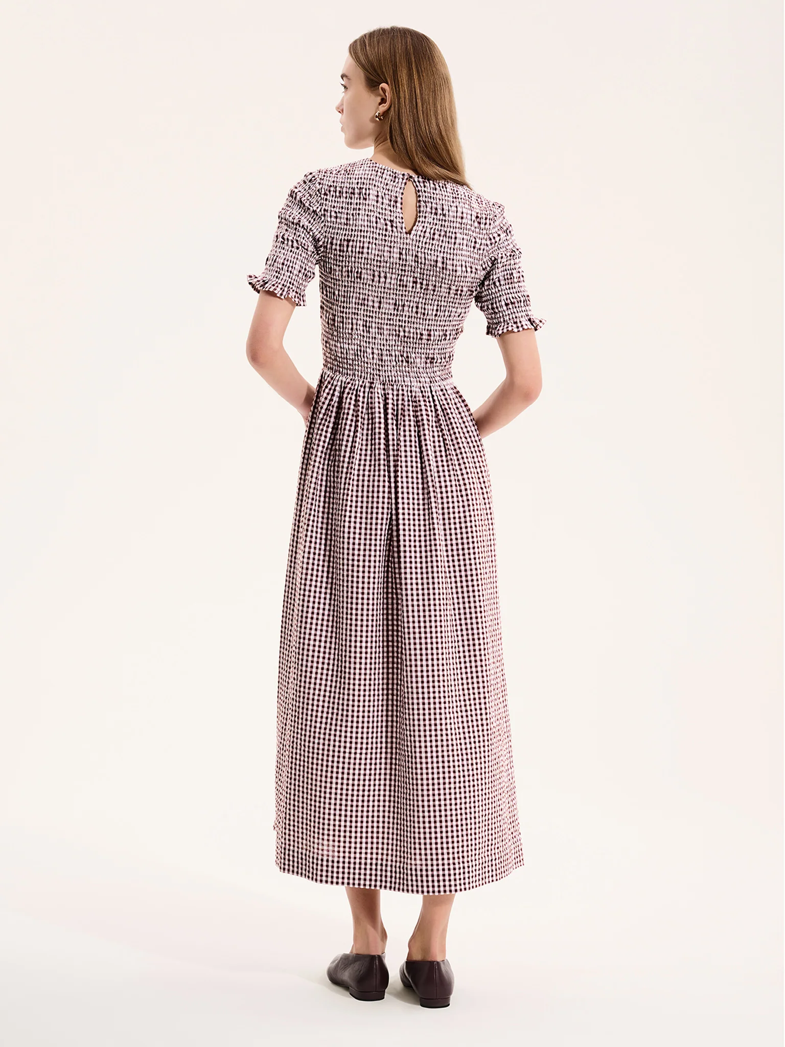 Becky Dress in Brown Gingham - Image 3