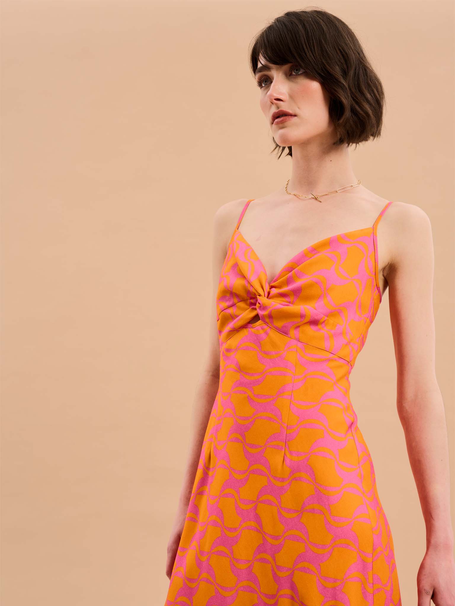 Blossom Geo Print Strappy Dress - Image 4
