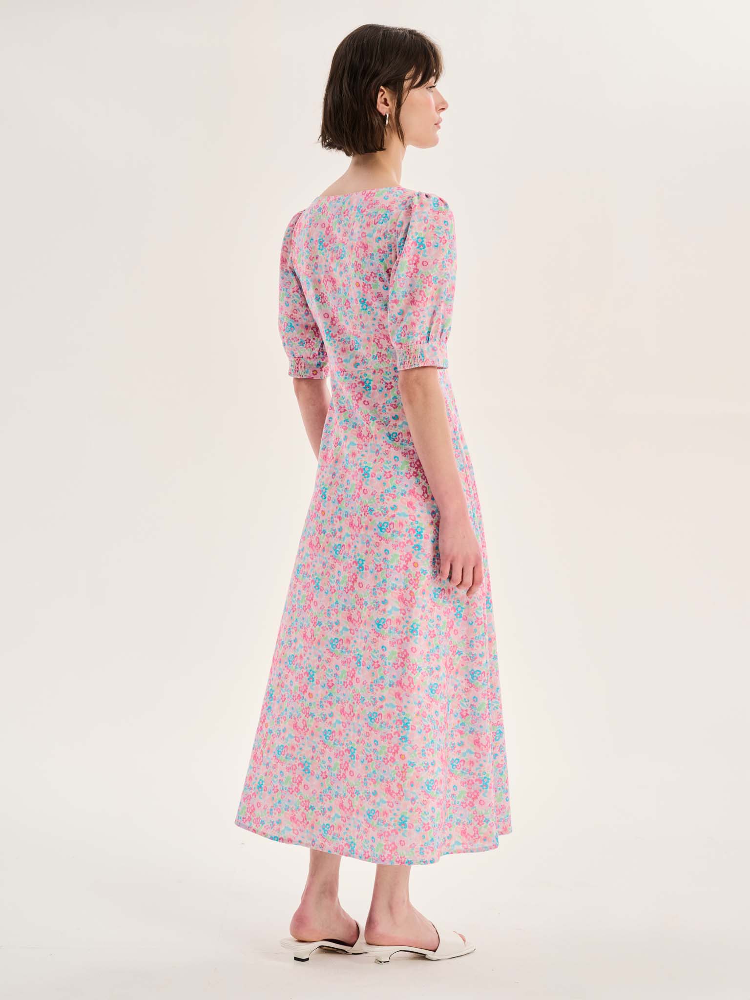 Bluebell Floral Knot Front Dress in Pink - Image 3
