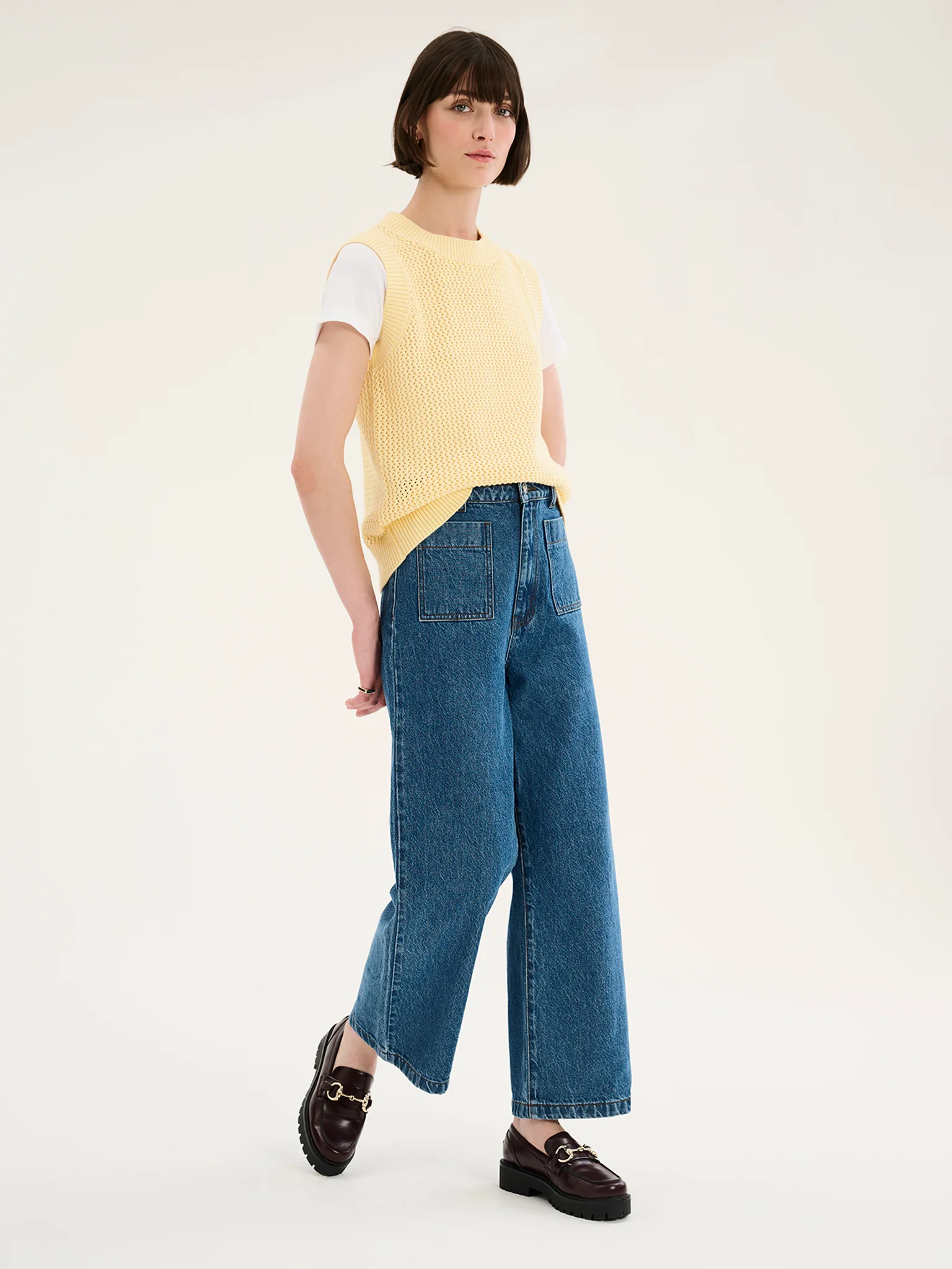 Bobbi Cotton Vest in Lemon - Image 3
