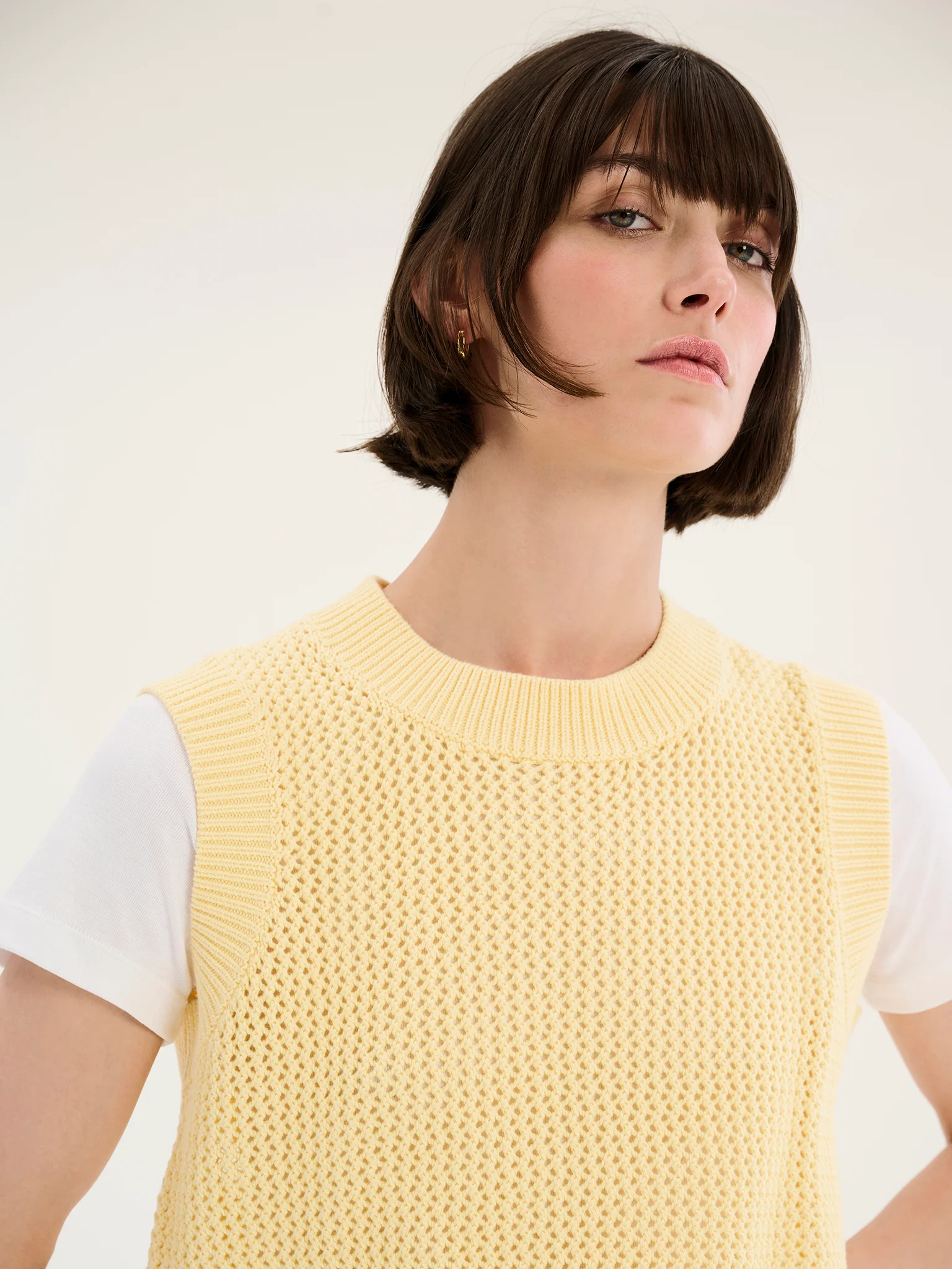 Bobbi Cotton Vest in Lemon - Image 5