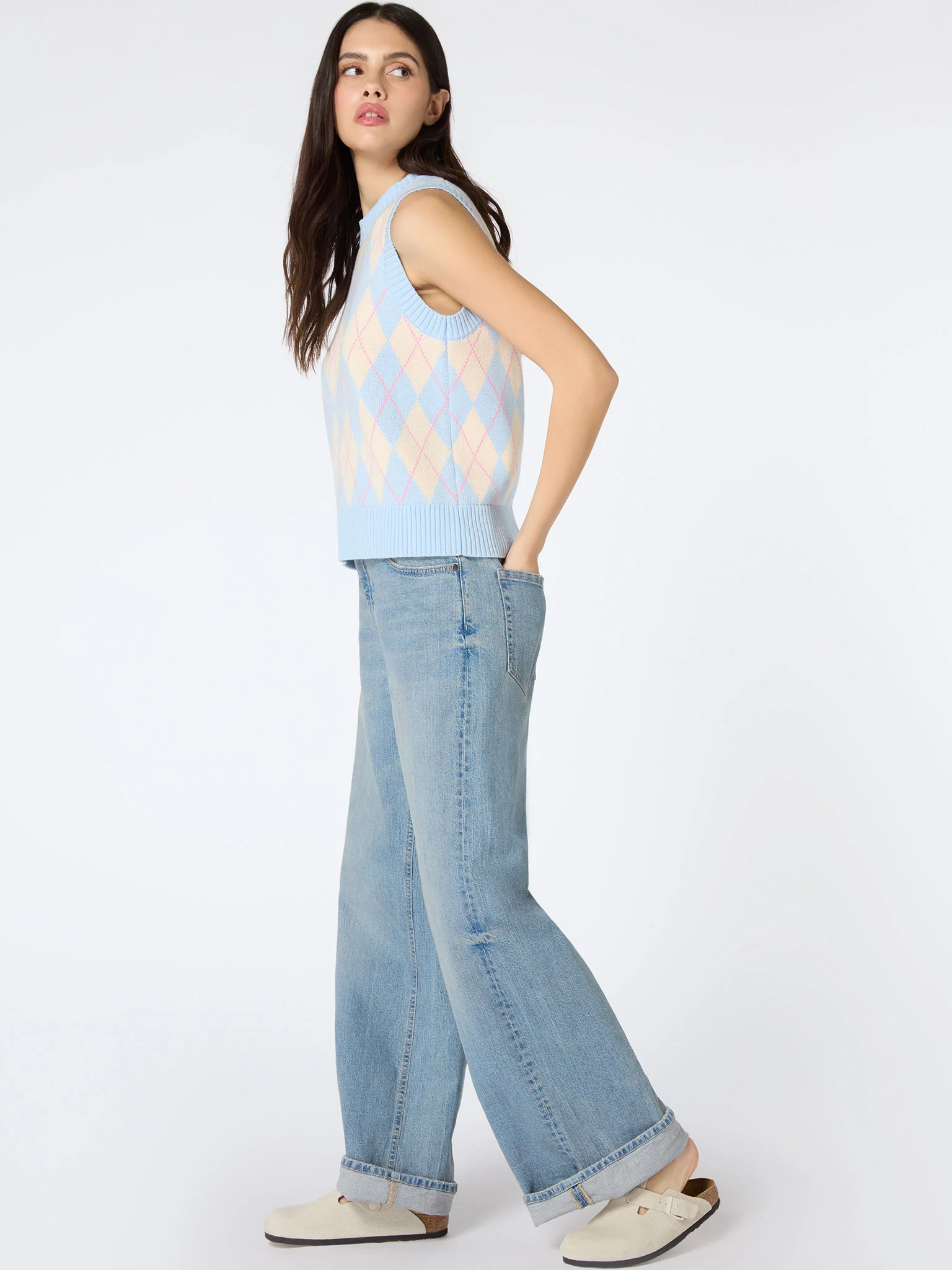 Bobbi Large Check Knitted Vest - Image 2