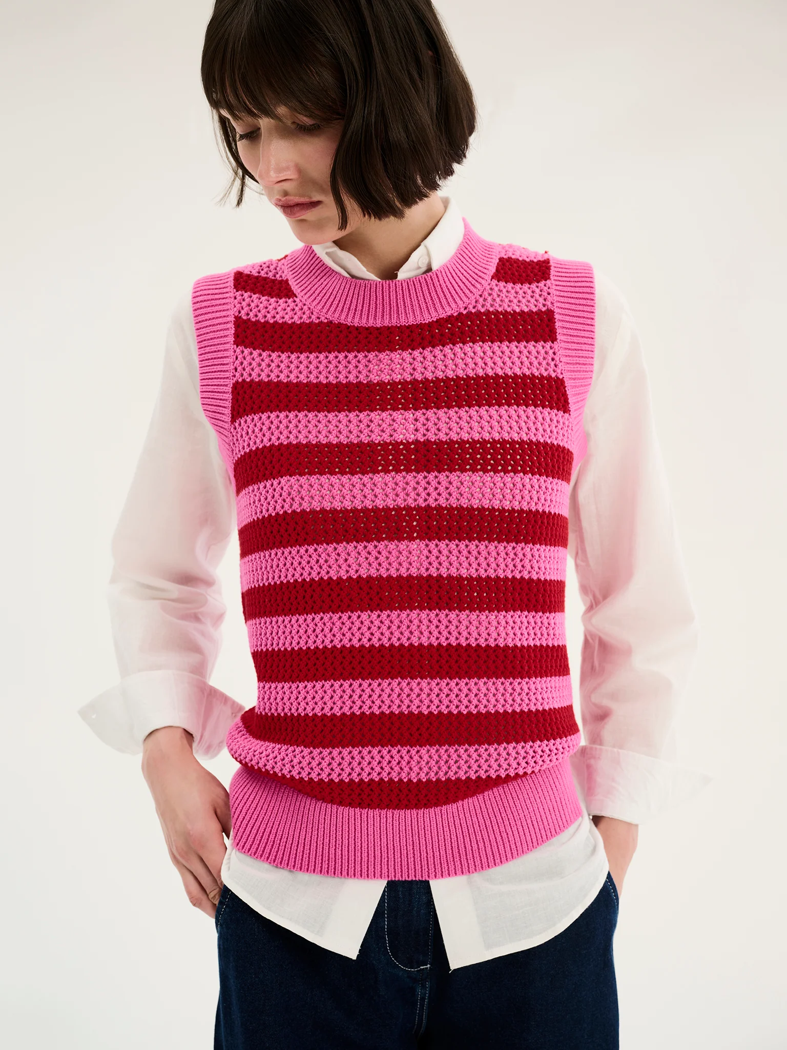 Bobbi Stripe Cotton Vest - Image 4