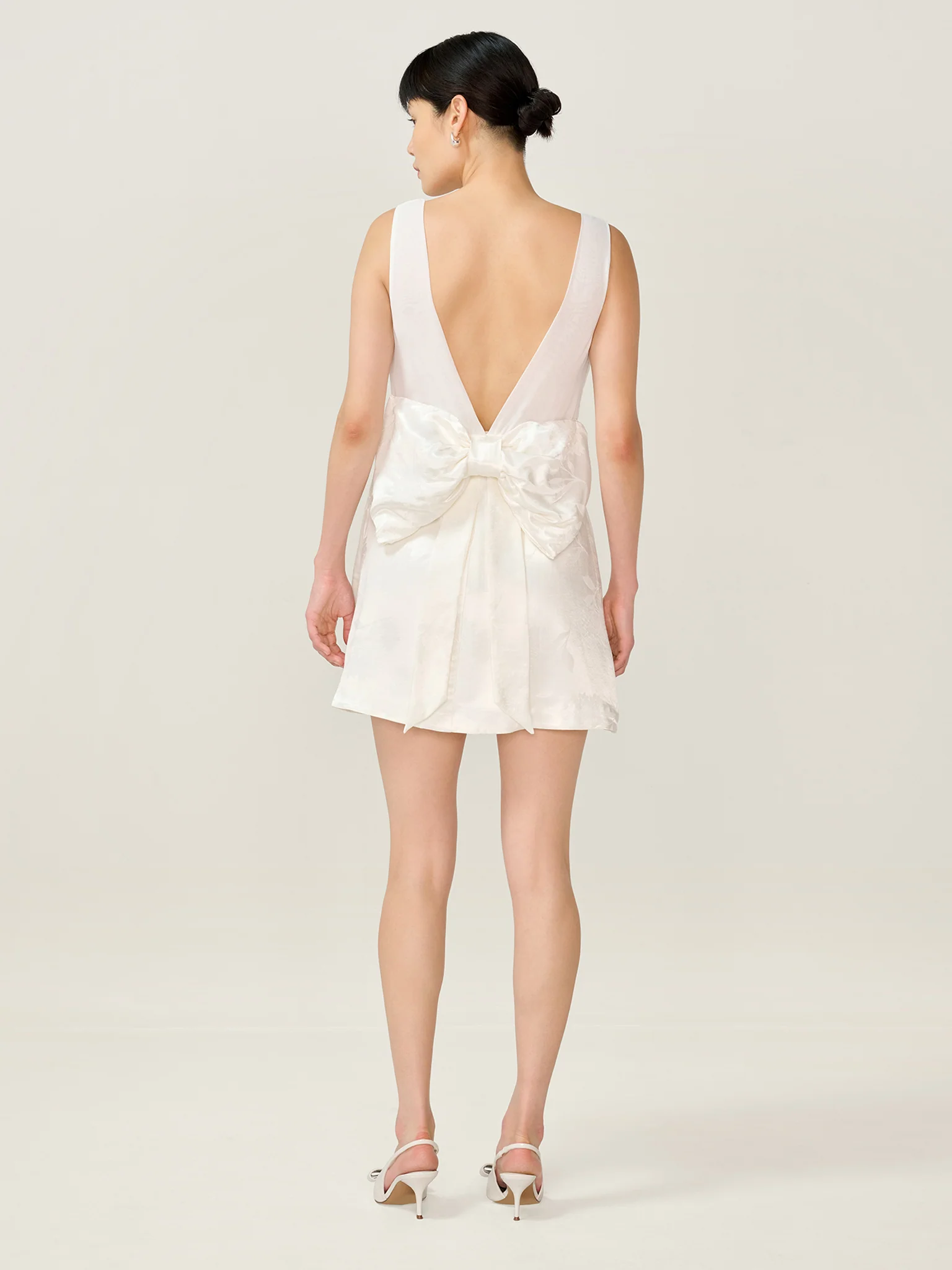 Bowlyn Jacquard Dress in Ivory - Image 5