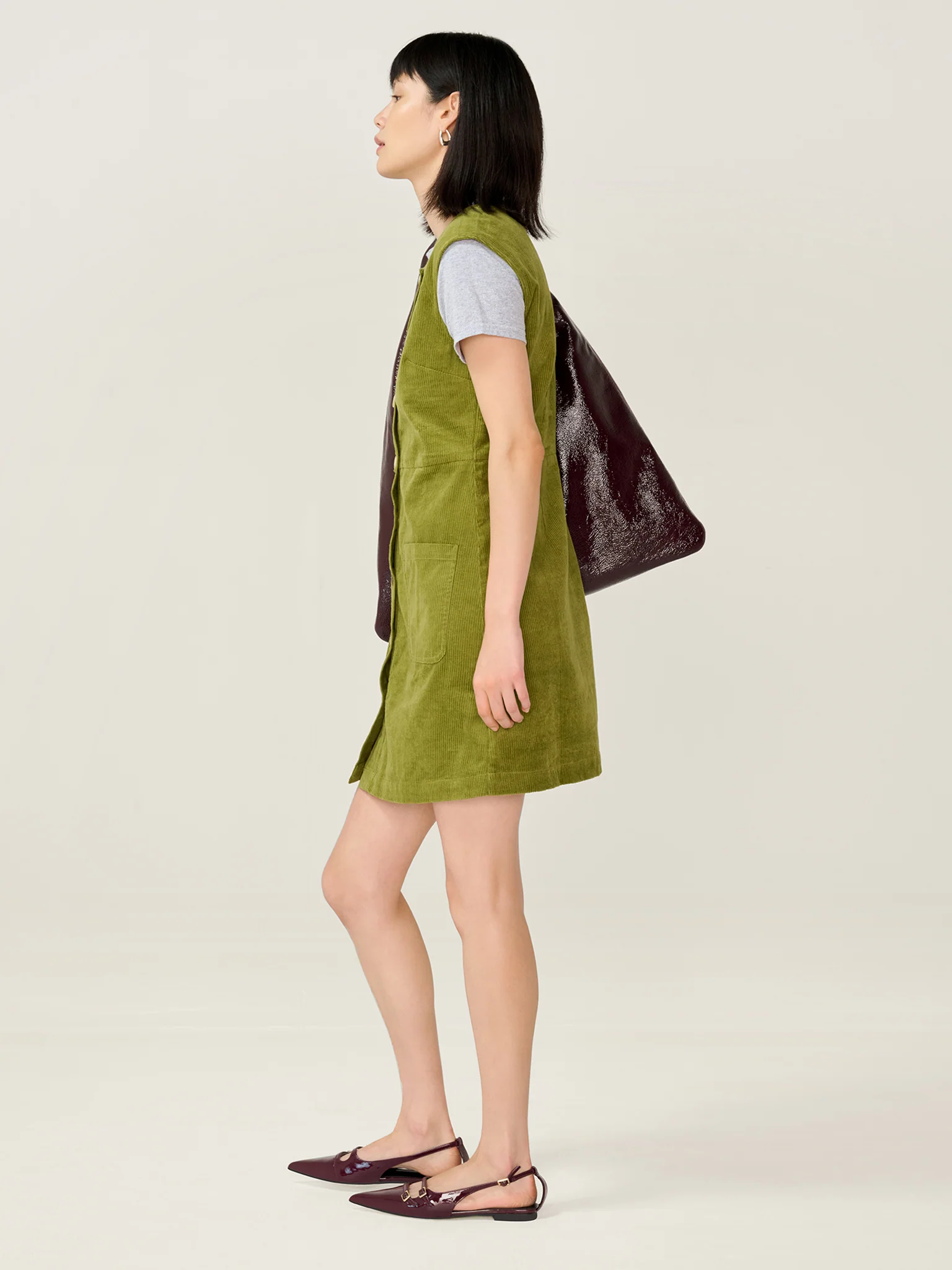Bunni Cord Dress in Moss Green - Image 2