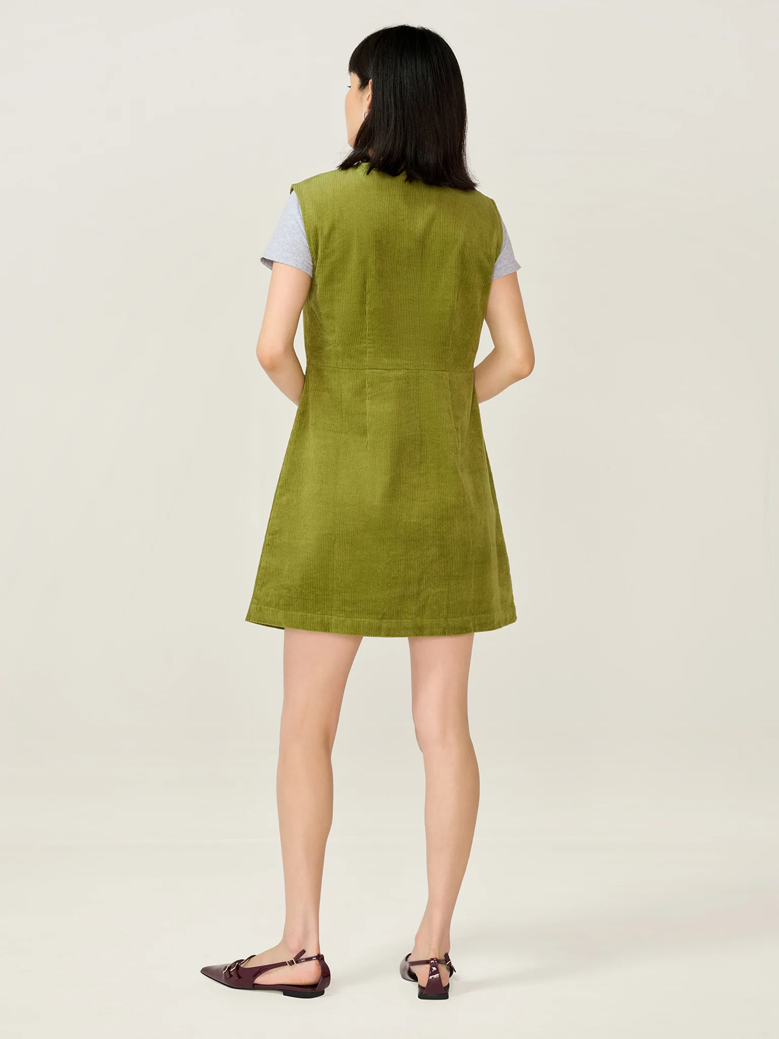 Bunni Cord Dress in Moss Green - Image 4