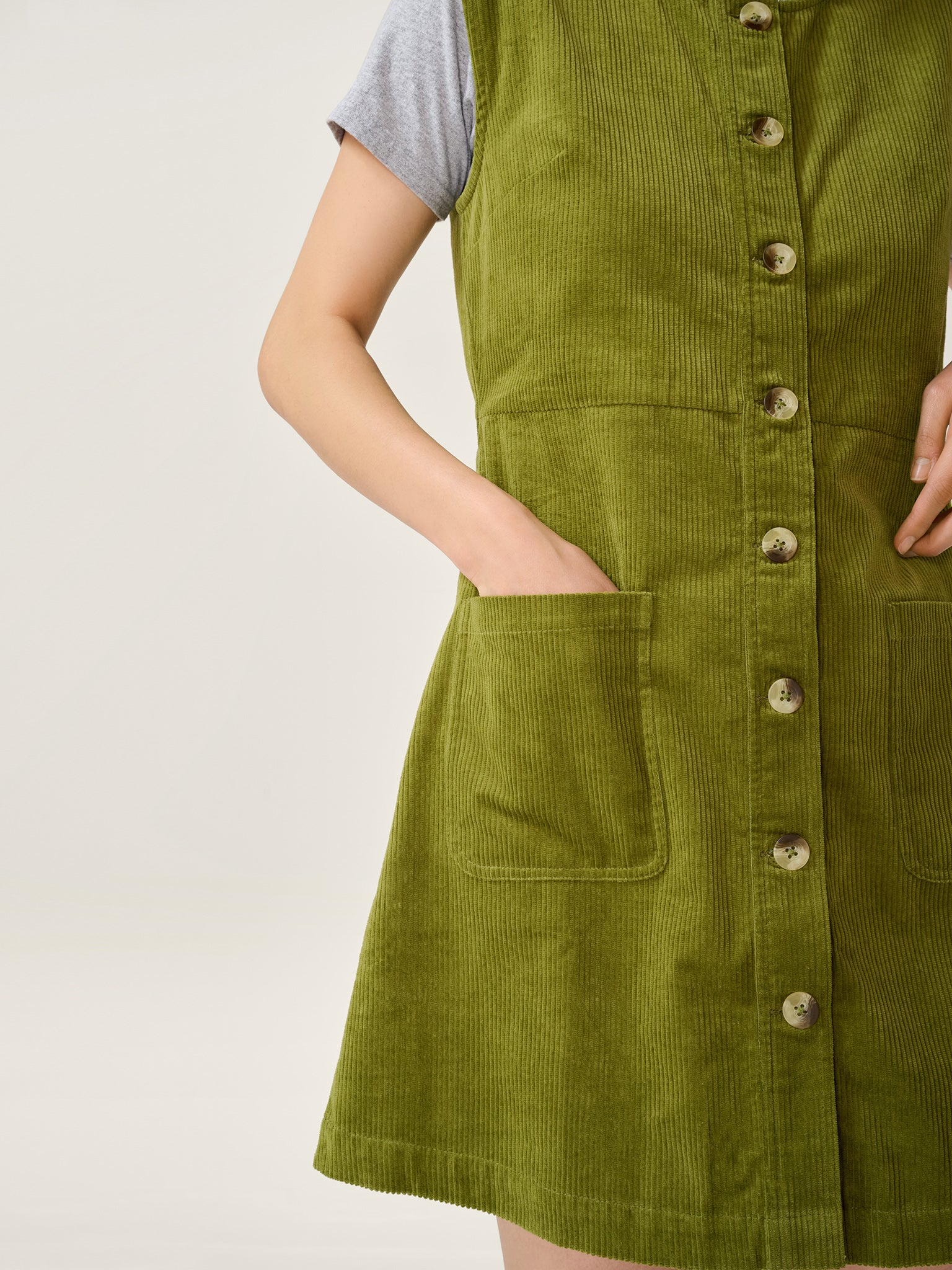 Bunni Cord Dress in Moss Green - Image 5