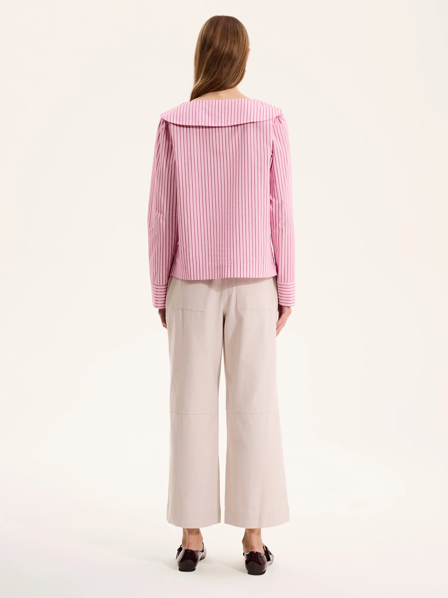 Caitlin Oversized Collar Blouse in Pink - Image 5