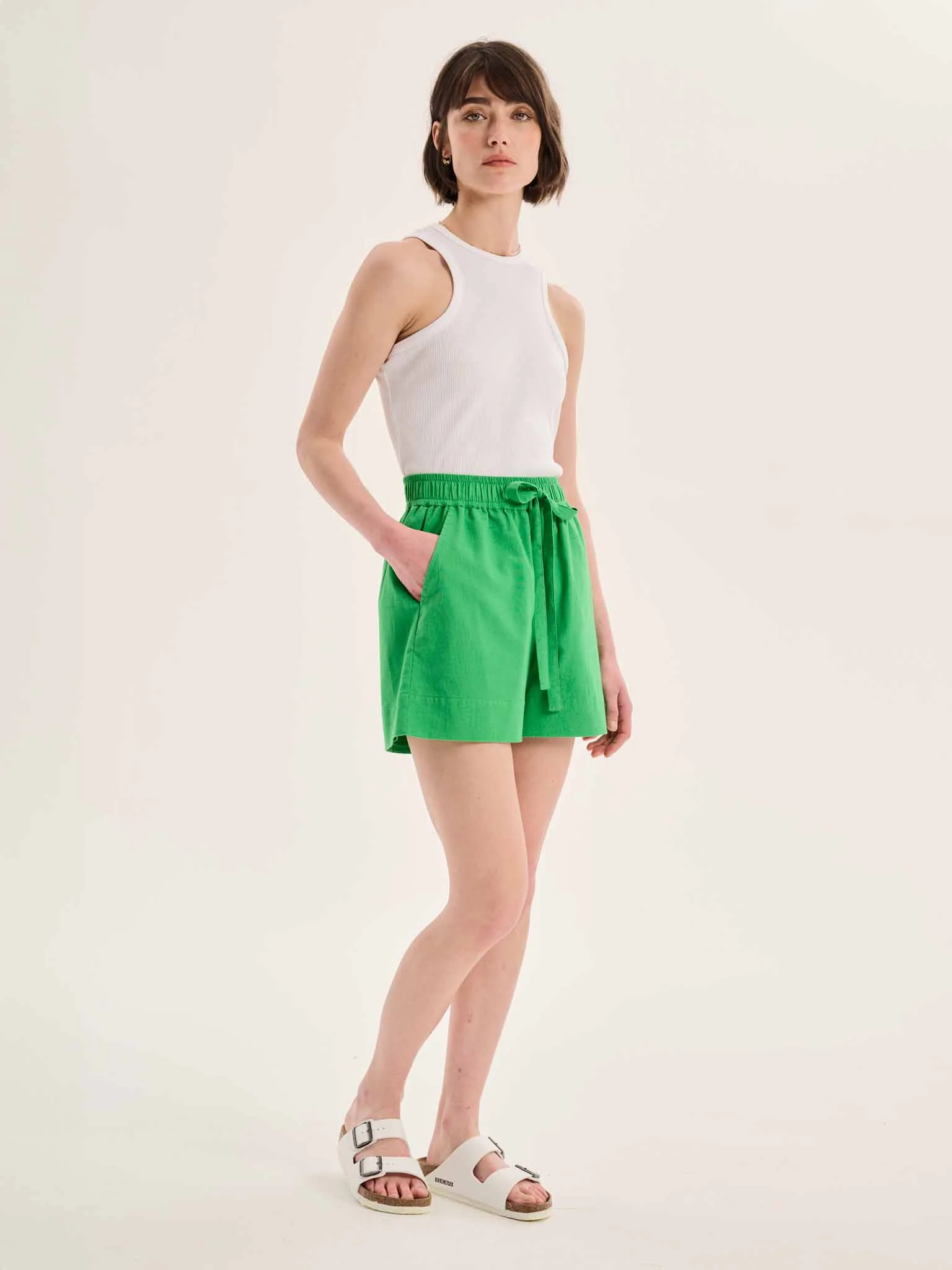 Canaria Elasticated Shorts in Green - Image 2