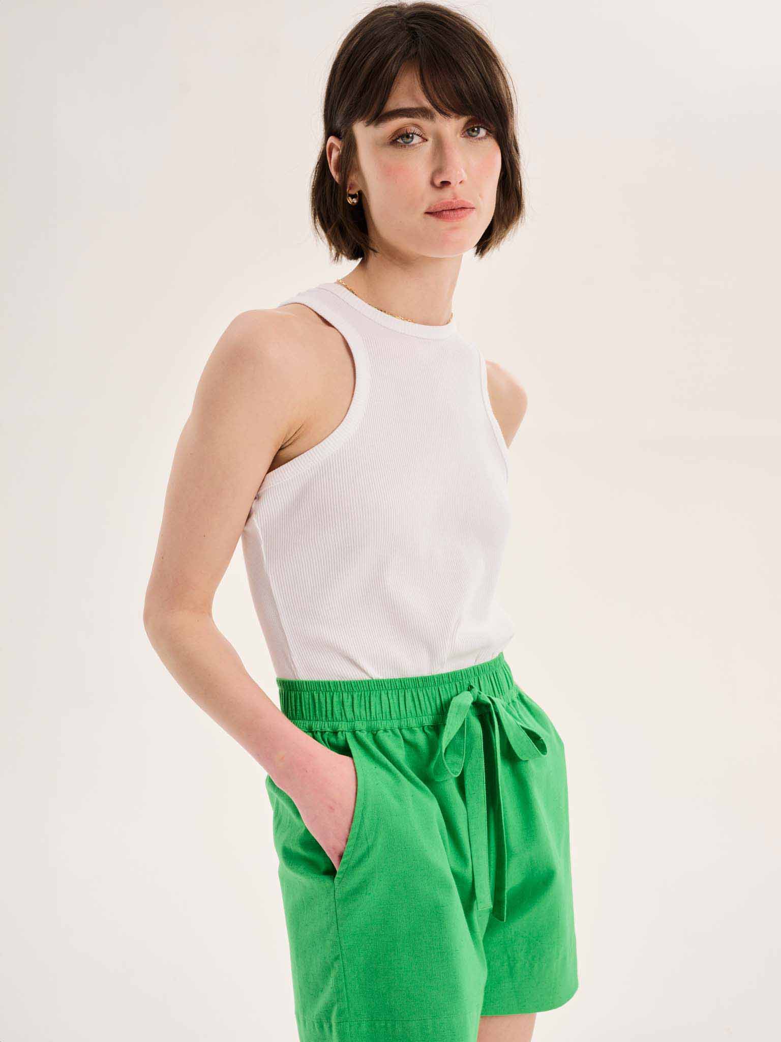 Canaria Elasticated Shorts in Green - Image 3