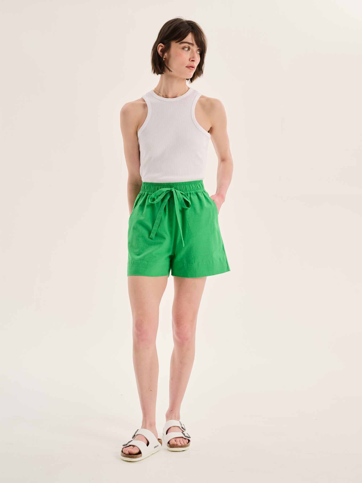 Canaria Elasticated Shorts in Green - Image 4