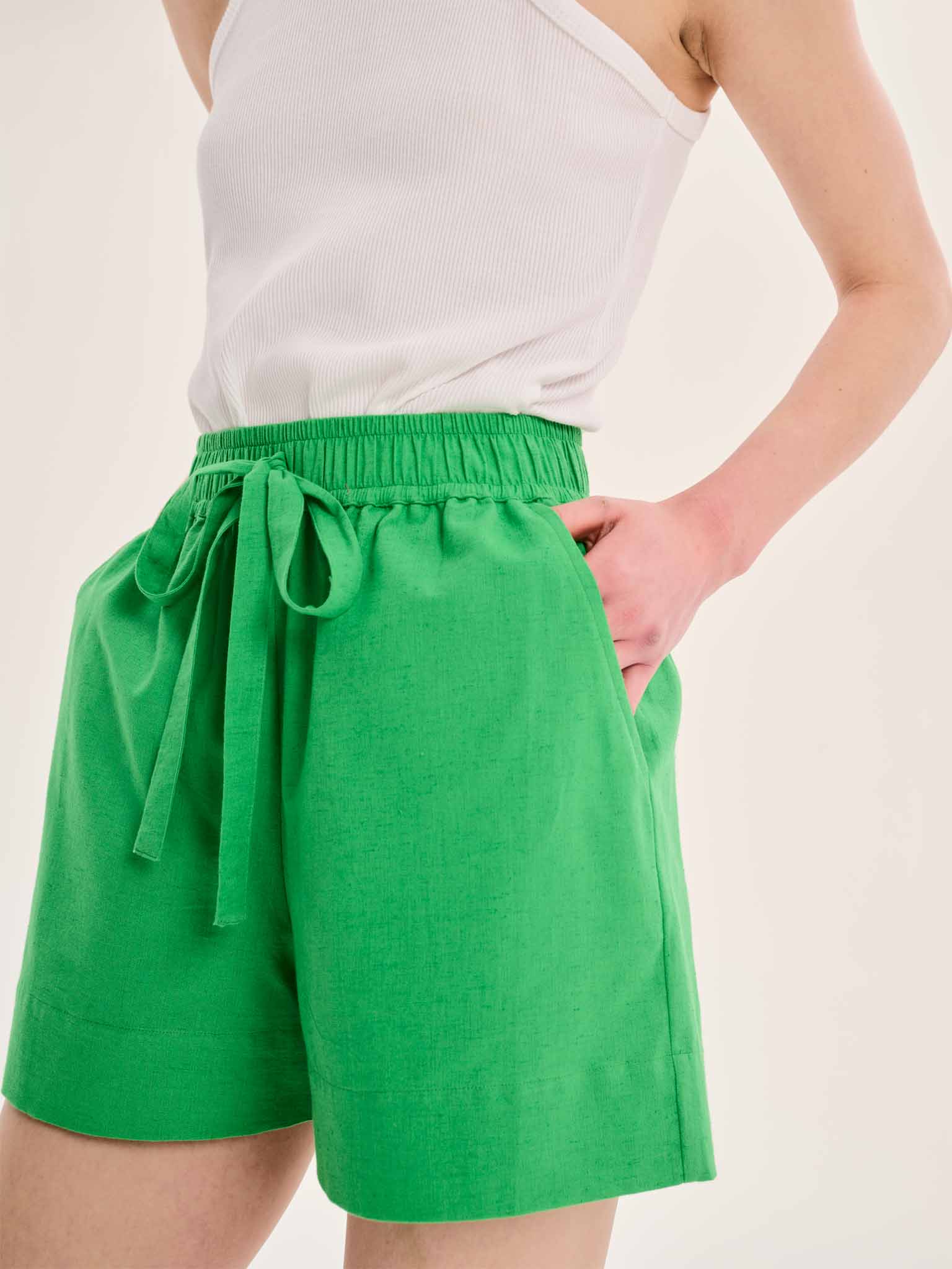 Canaria Elasticated Shorts in Green - Image 5