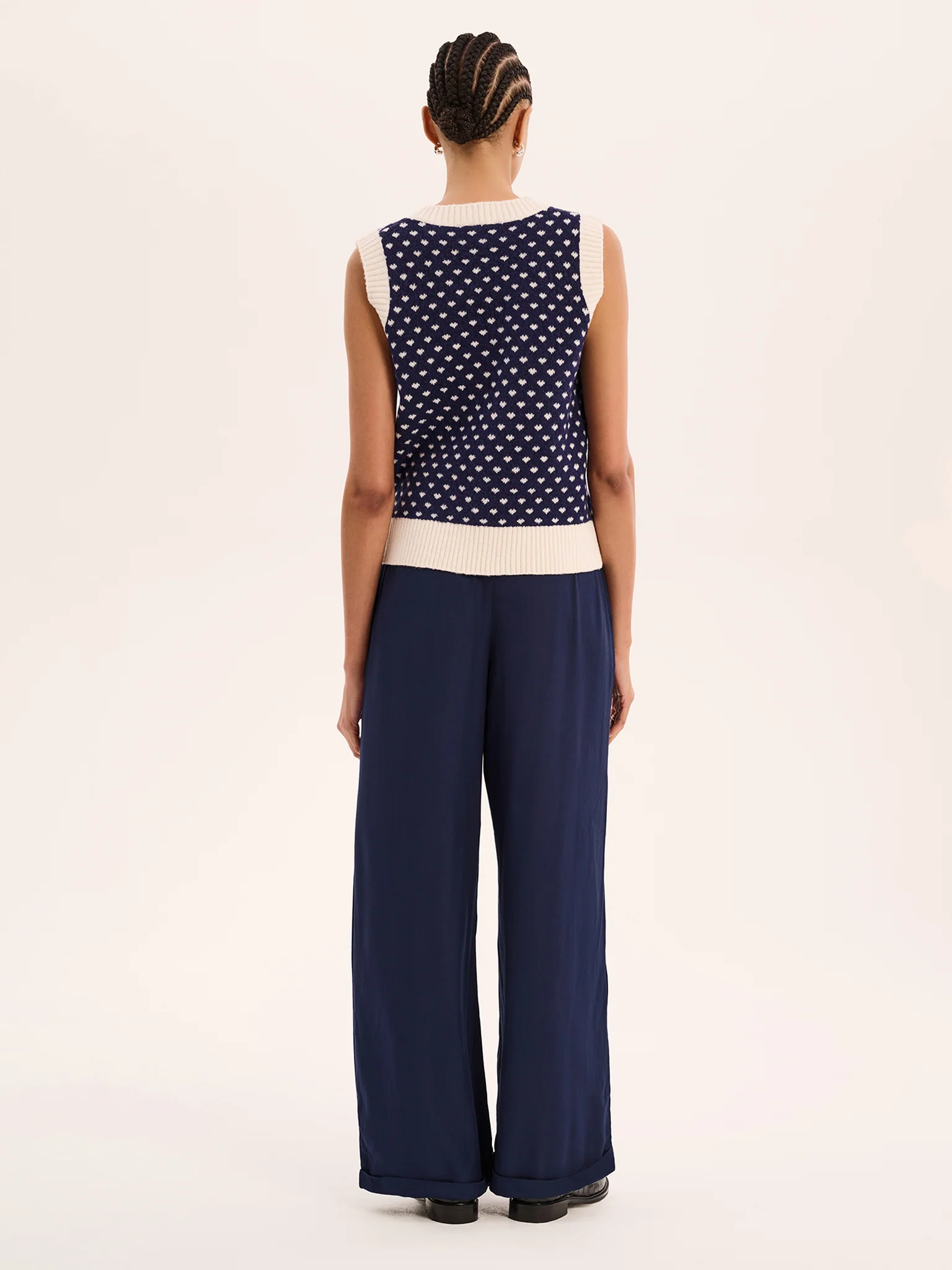 Candy Pleat Front Straight Leg Trouser in Navy - Image 3