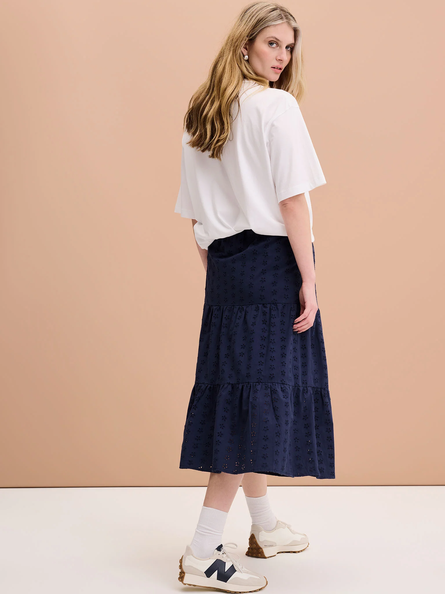 Carmellite Tiered Skirt in Navy - Image 2