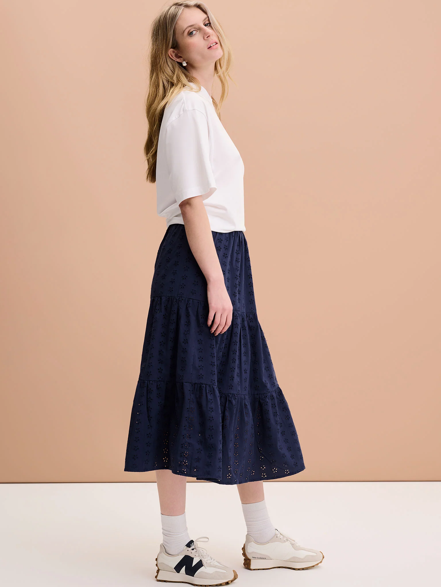 Carmellite Tiered Skirt in Navy - Image 3