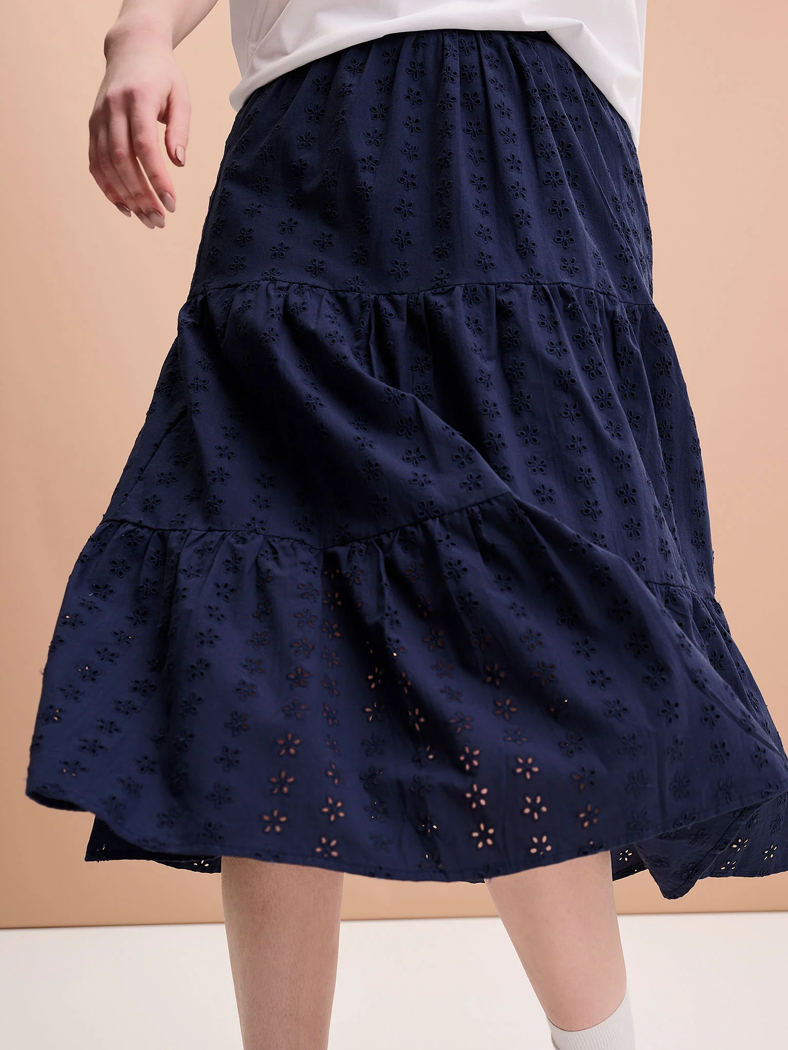 Carmellite Tiered Skirt in Navy - Image 5