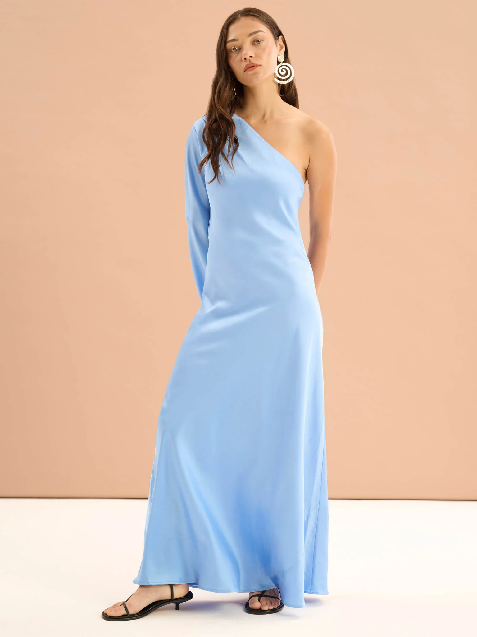Charlee One Shoulder Dress in Light Blue - Image 2