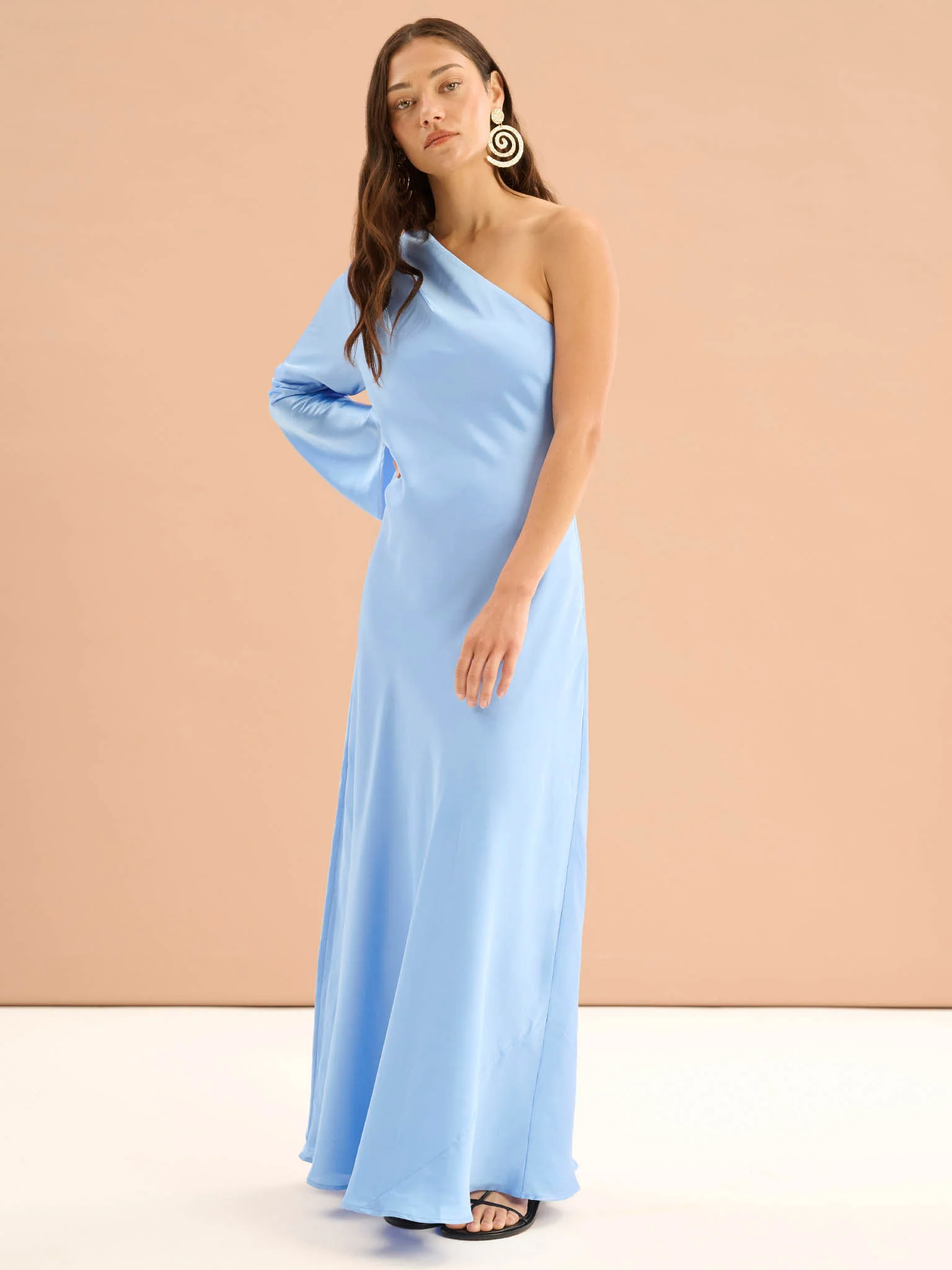 Charlee One Shoulder Dress in Light Blue - Image 3