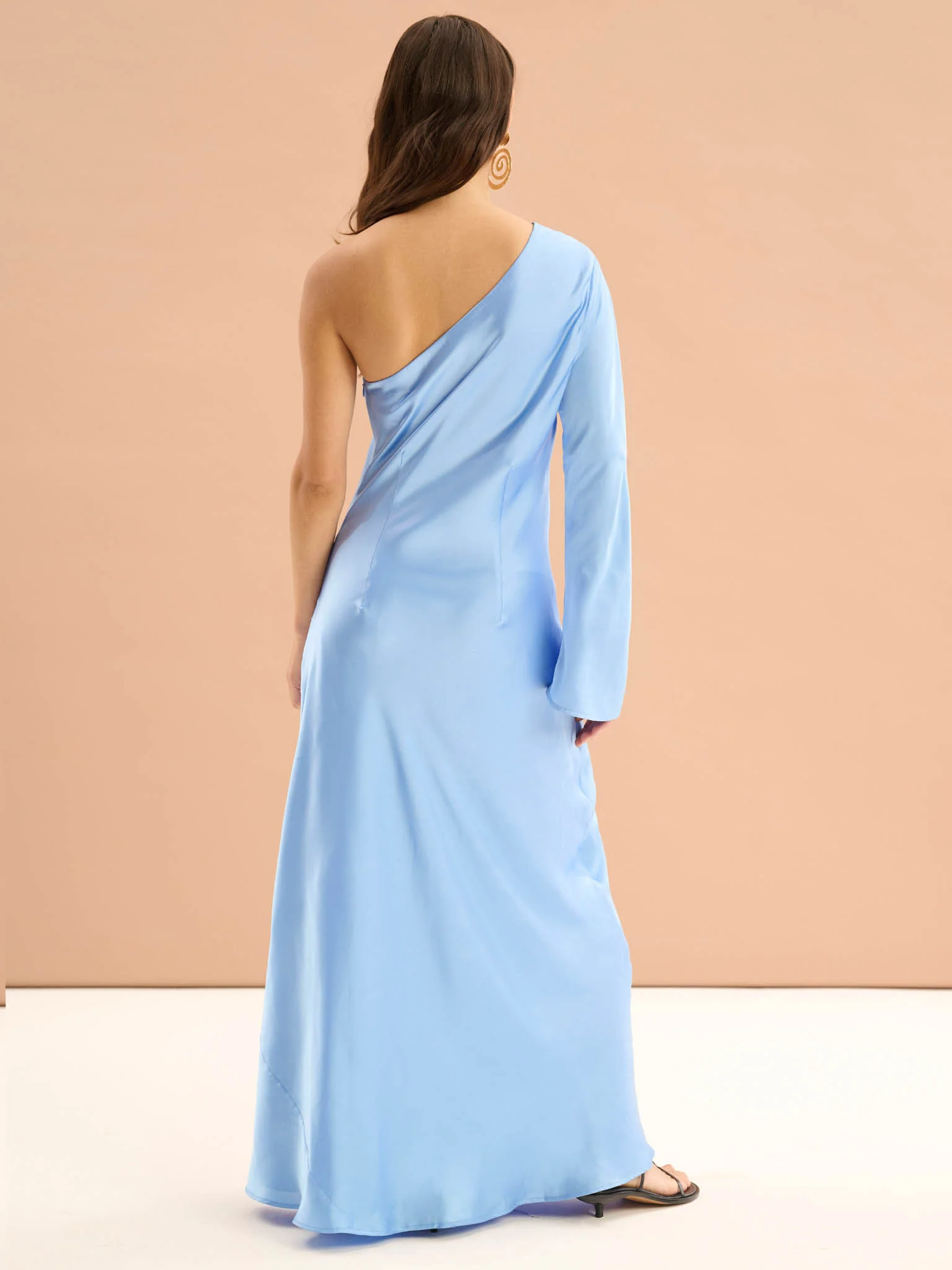 Charlee One Shoulder Dress in Light Blue - Image 4