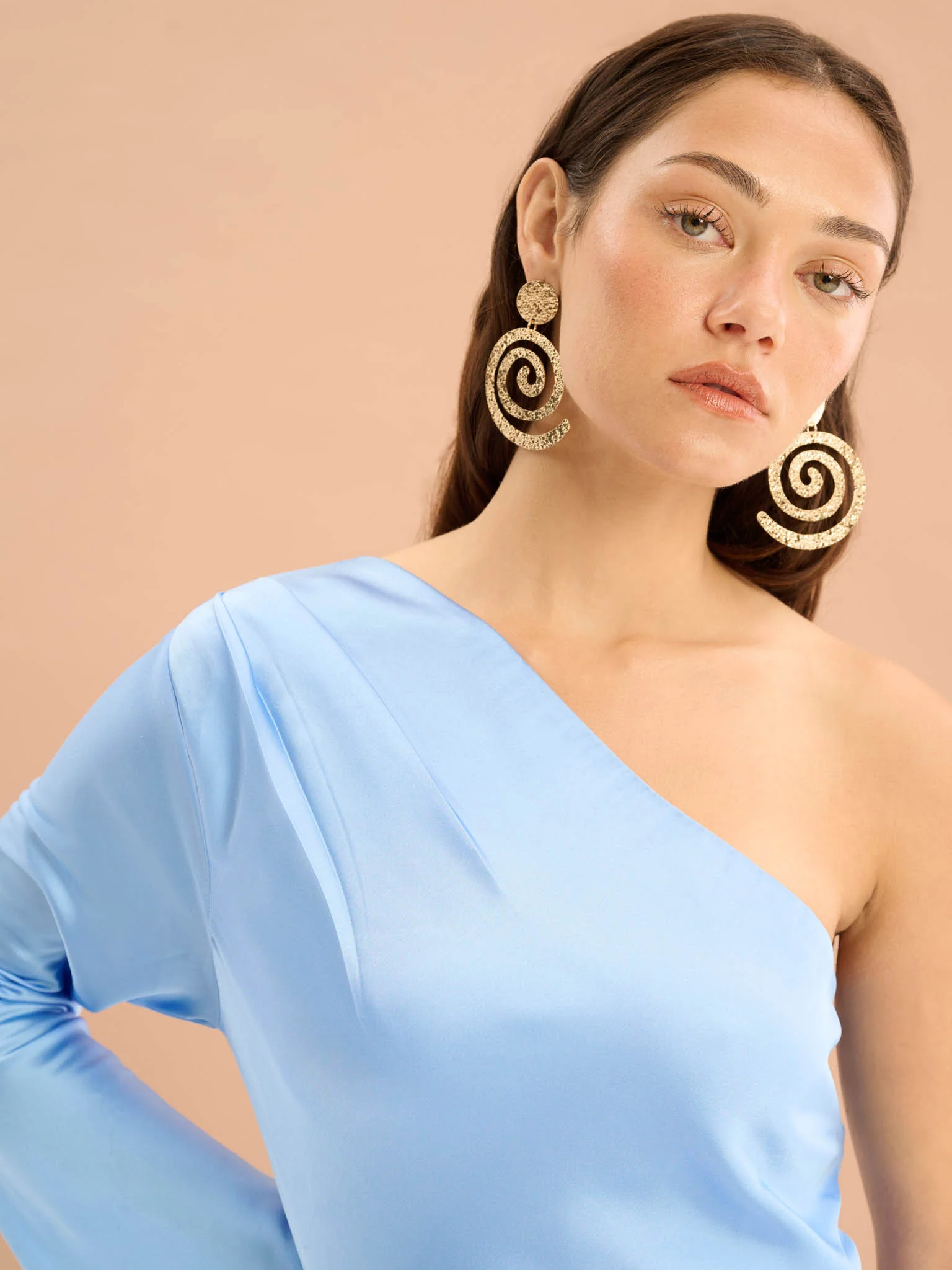 Charlee One Shoulder Dress in Light Blue - Image 5