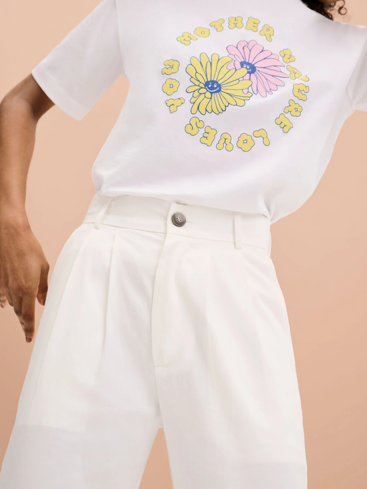 Cinnamon Relaxed Trousers in White Cotton/Tencel - Image 4