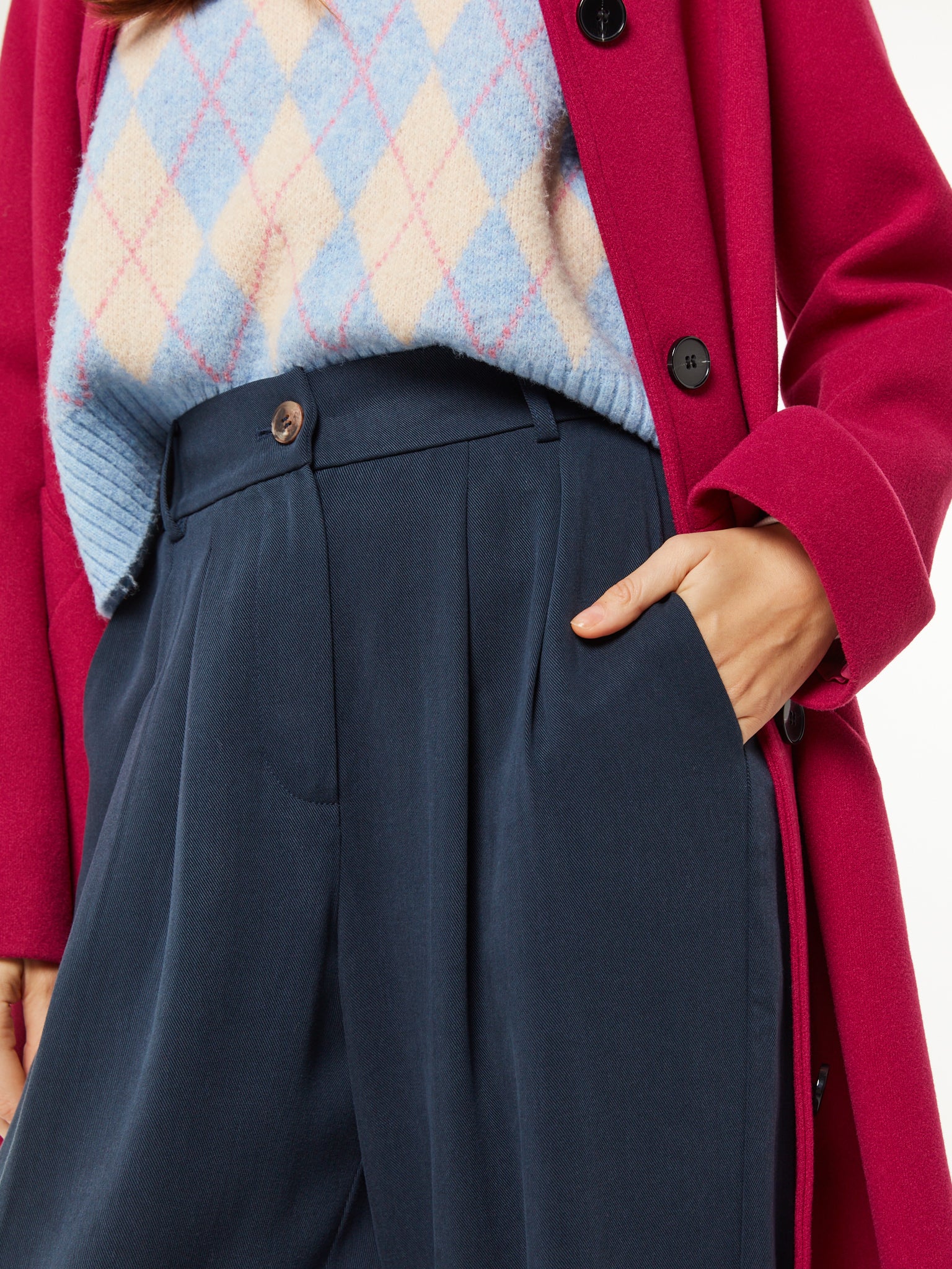 Cinnamon Straight Leg Trousers in Navy - Image 6