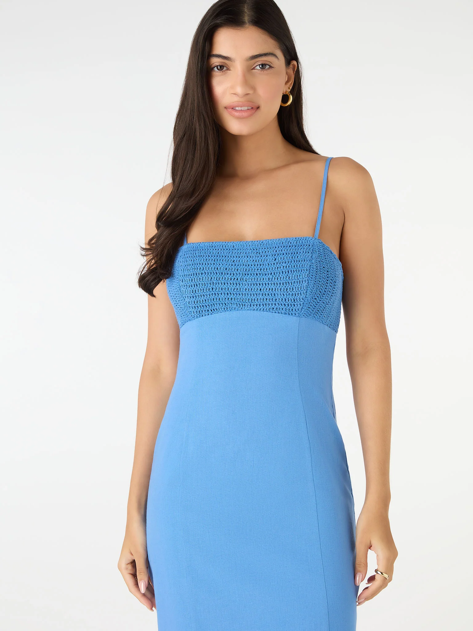 Clements Crochet Midi Dress in Blue - Image 5