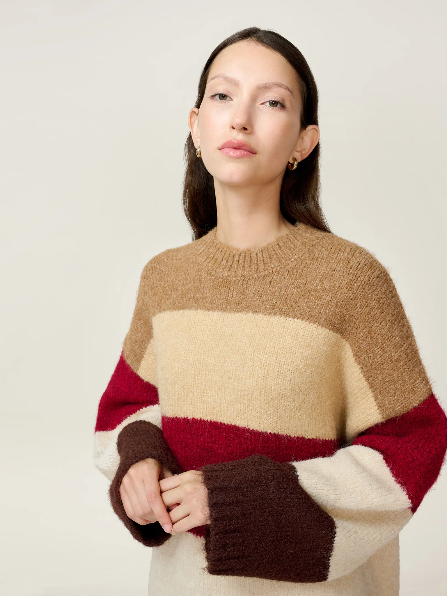 STUDIO OMNES Constance Stripe Jumper in Brown - Image 3