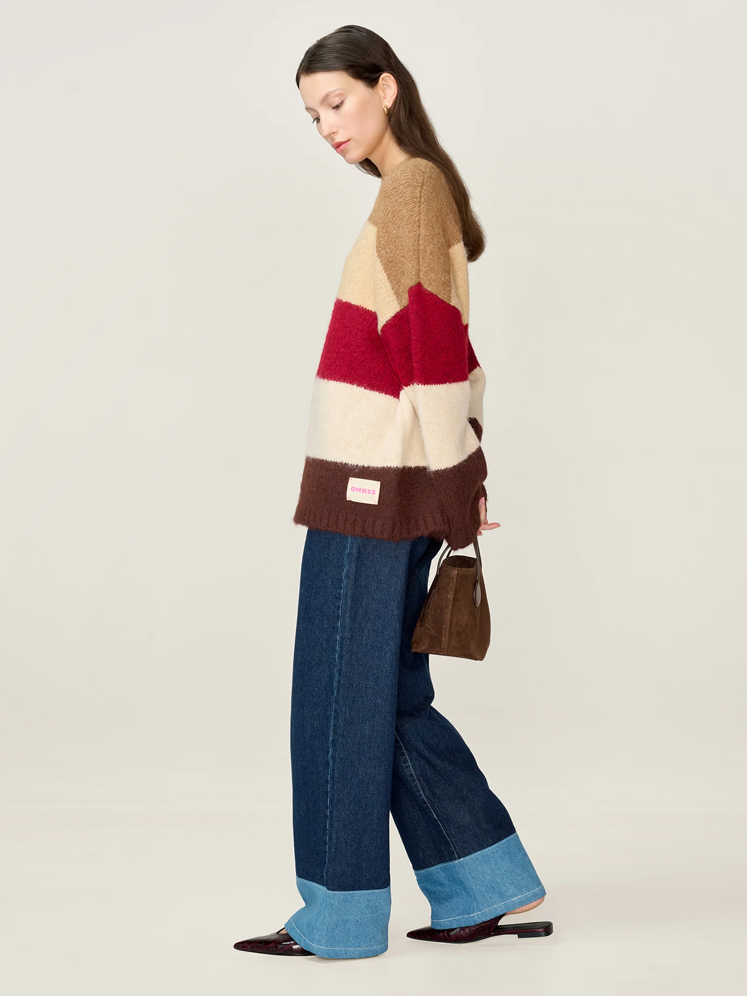 STUDIO OMNES Constance Stripe Jumper in Brown - Image 4