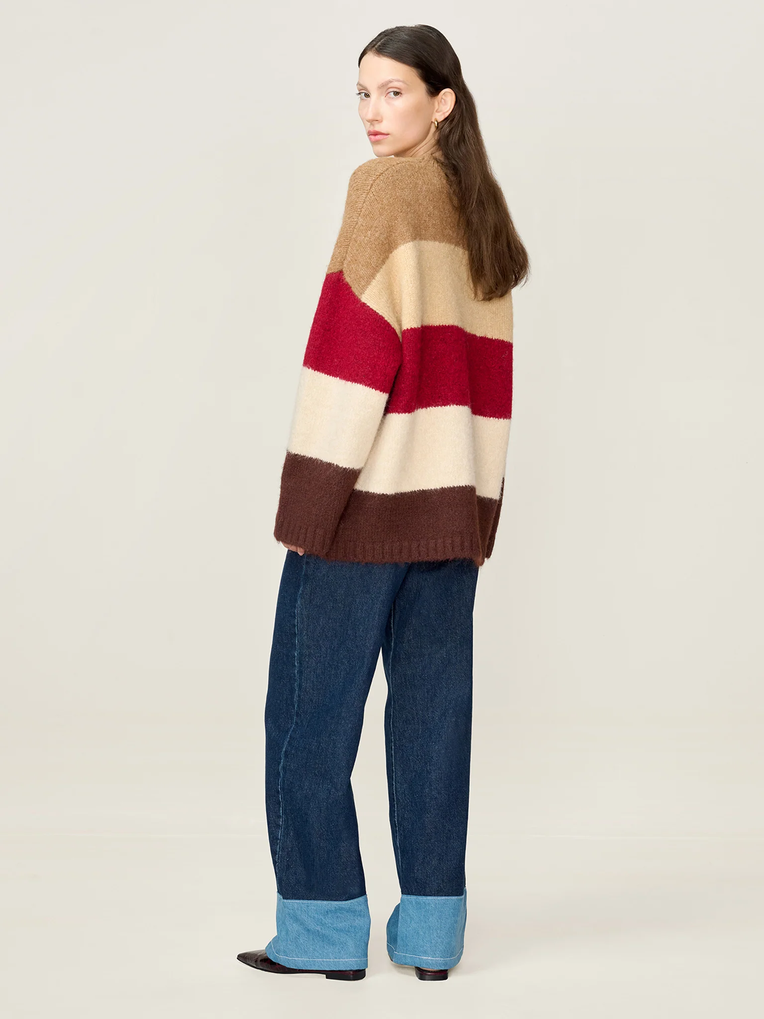 STUDIO OMNES Constance Stripe Jumper in Brown - Image 5