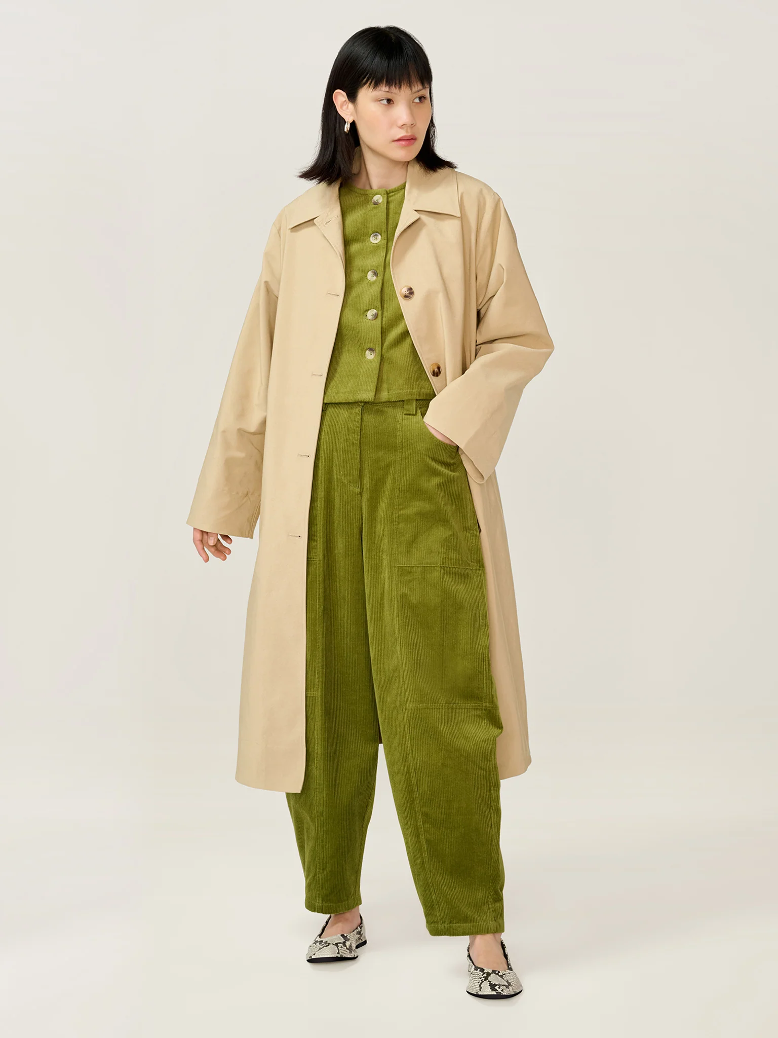 Cosme Cord Top in Moss Green - Image 5