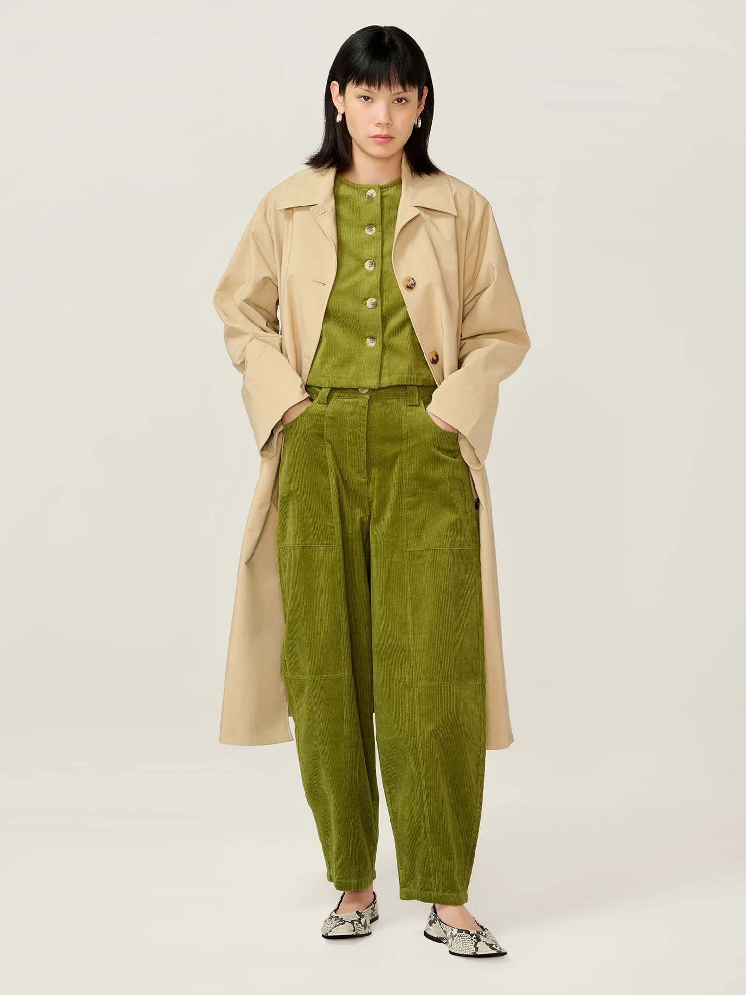 Cosme Cord Top in Moss Green - Image 6