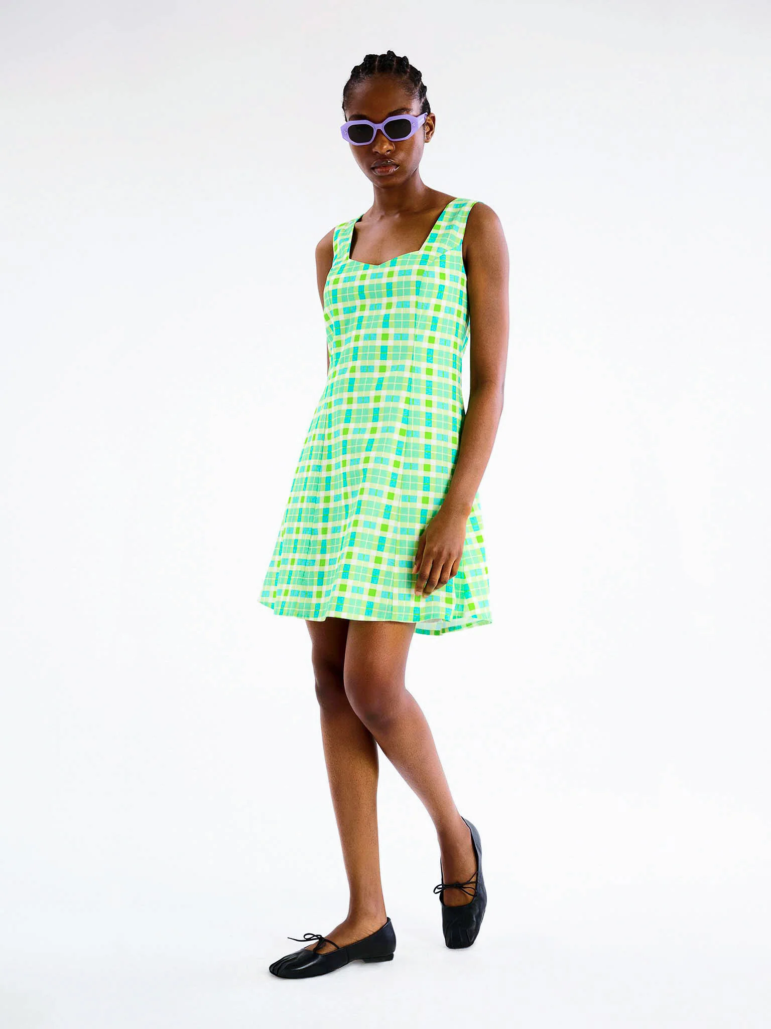 Courtney Mini Dress in Check Print - Image 3