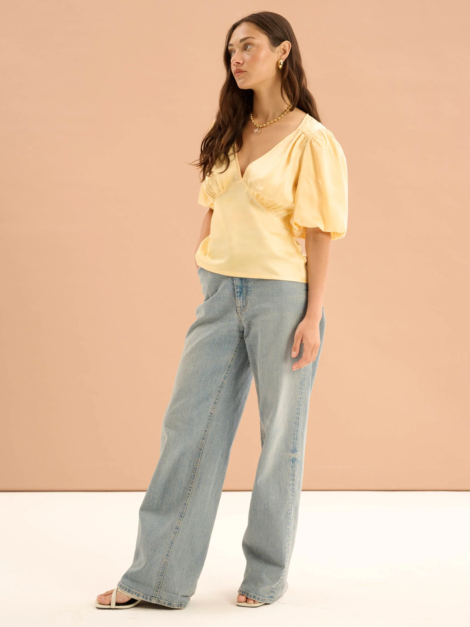 Cressida Puff Sleeve Top in Yellow - Image 2