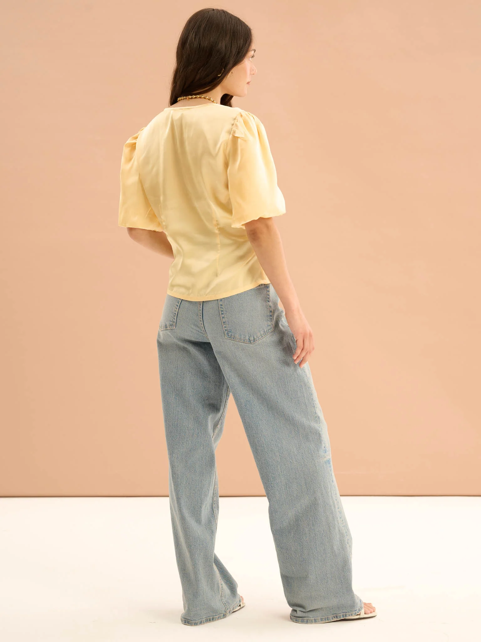 Cressida Puff Sleeve Top in Yellow - Image 3