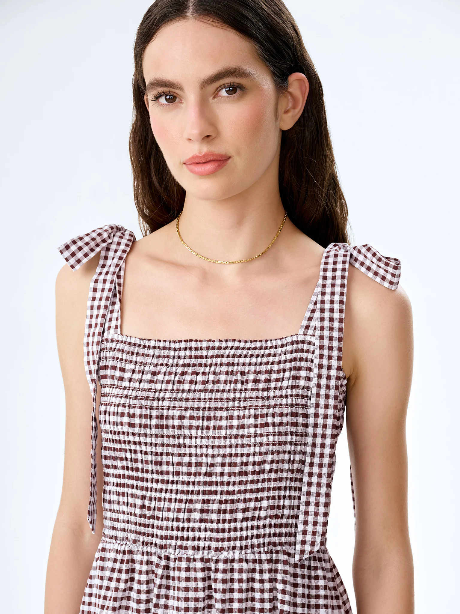 Dixie Dress in Chocolate and Cream Gingham - Image 3