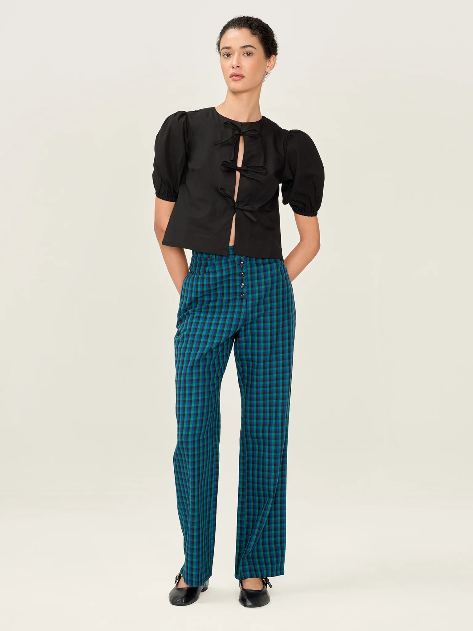 Elodie Trouser in Blue Check - Image 5
