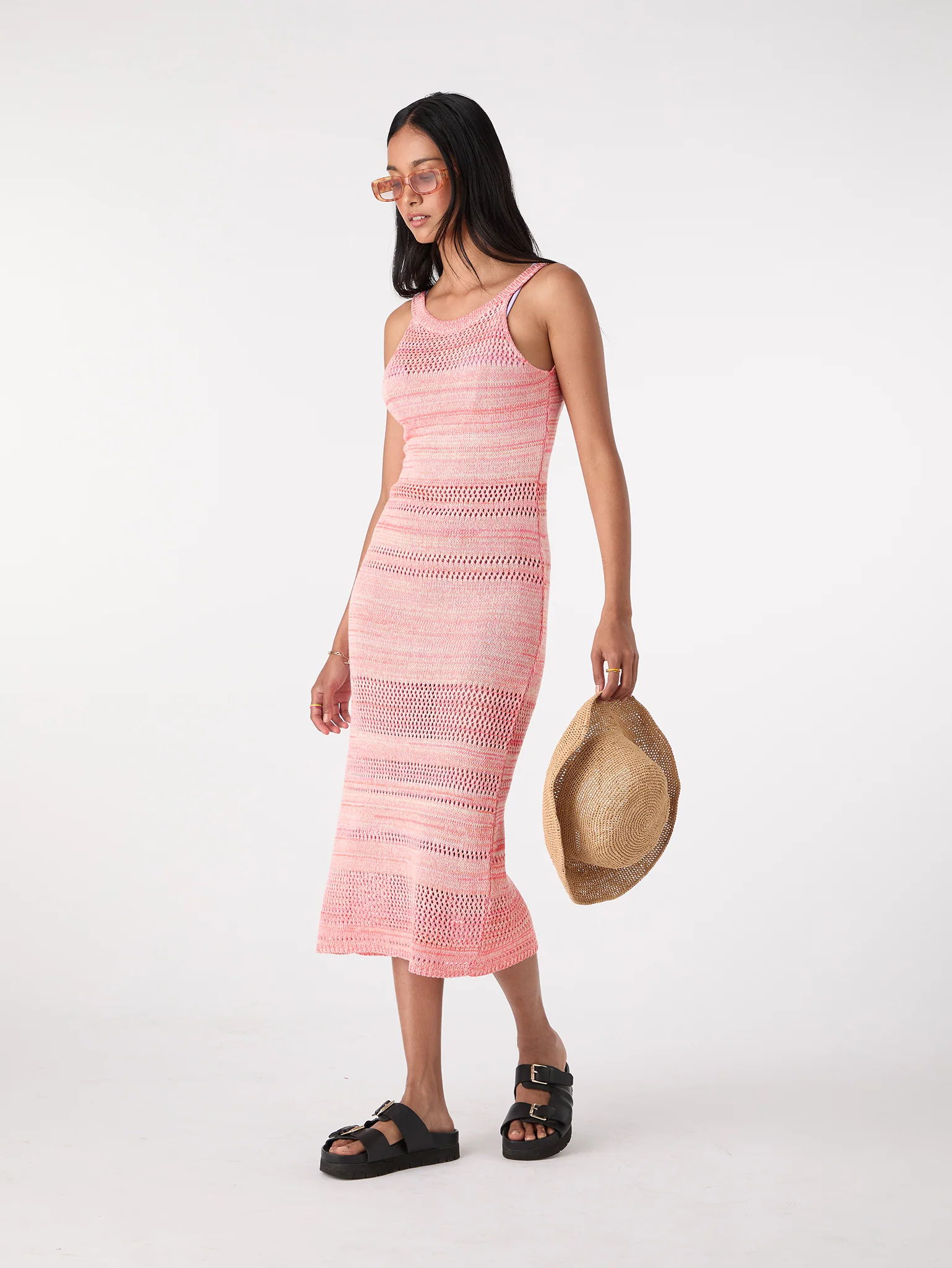 Elora Crochet Dress in Pink - Image 2
